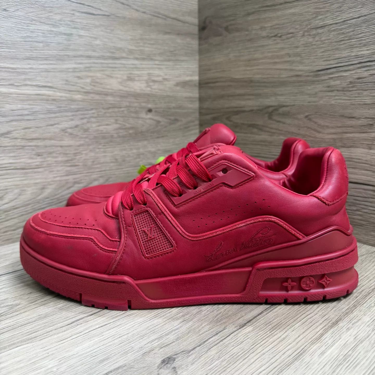Louis Vuitton Louis Vuitton Red Distressed Trainer Sneakers US 7.5 Size US 7.5 / EU 40-41 - 2 Thumbnail