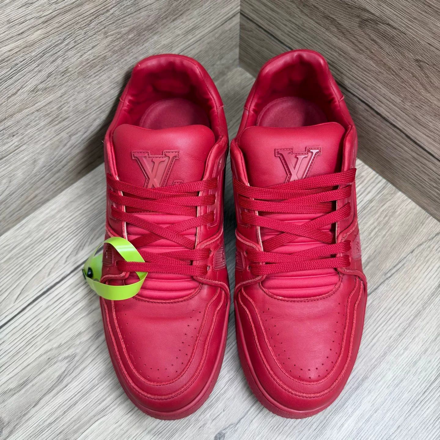 Louis Vuitton Louis Vuitton Red Distressed Trainer Sneakers US 7.5 Size US 7.5 / EU 40-41 - 3 Thumbnail