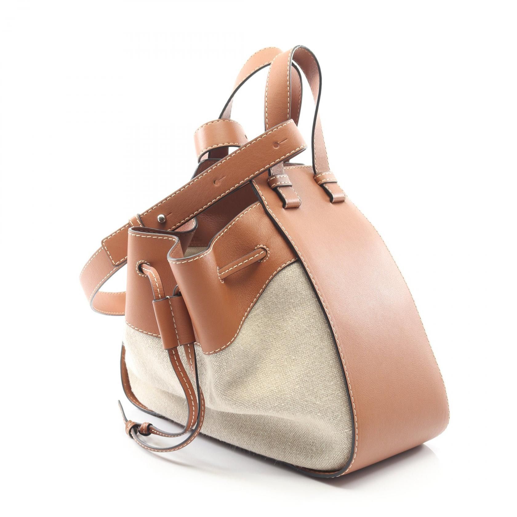 Loewe Loewe Loewe Hammock Drawstring Leather Canvas Handbag Leather Handbag DUTY FREE for USA Size ONE SIZE - 2 Thumbnail