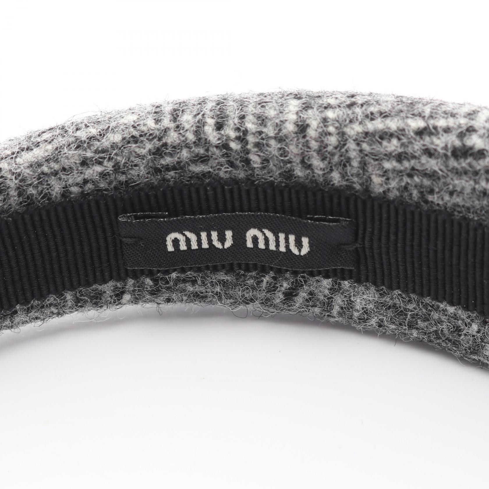 Miu Miu Miu Miu Miu Miu Tweed Logo Hair Accessory Textile Other DUTY FREE for USA Size ONE SIZE - 3 Thumbnail