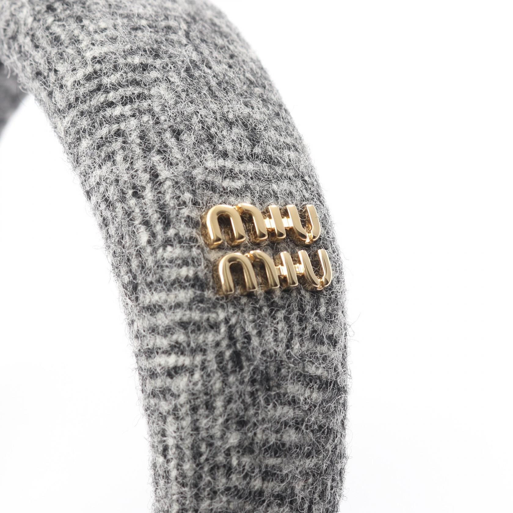 Miu Miu Miu Miu Miu Miu Tweed Logo Hair Accessory Textile Other DUTY FREE for USA Size ONE SIZE - 4 Thumbnail