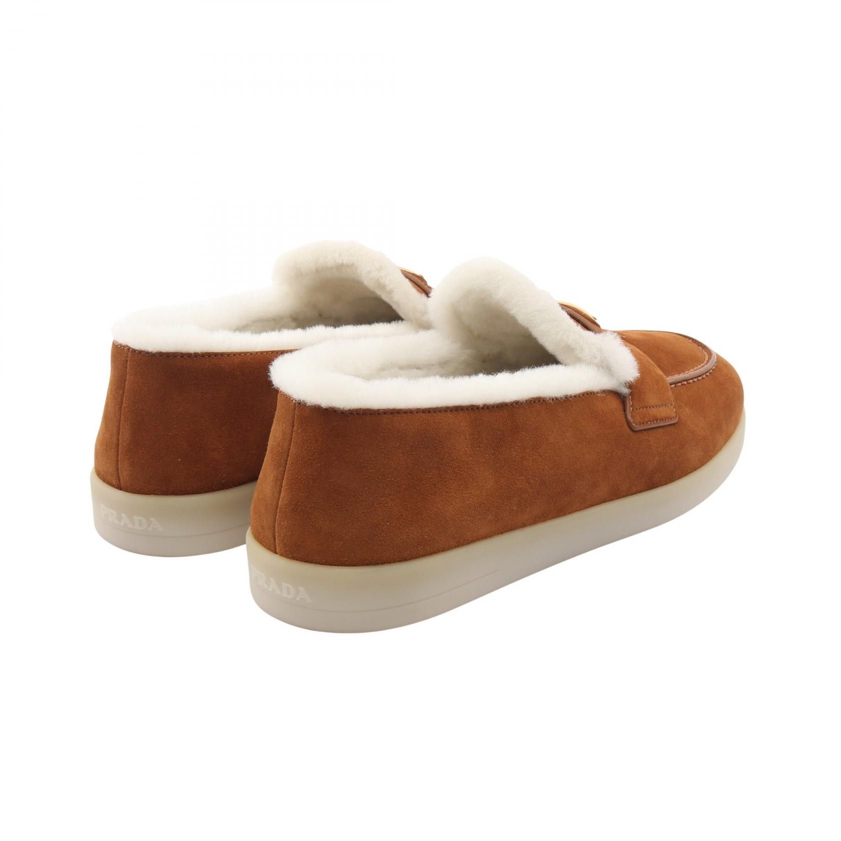 Prada Prada Prada Triangle Logo Shearling Suede Loafers Leather Shoes 2DG124 DUTY FREE for USA Size ONE SIZE - 2 Thumbnail