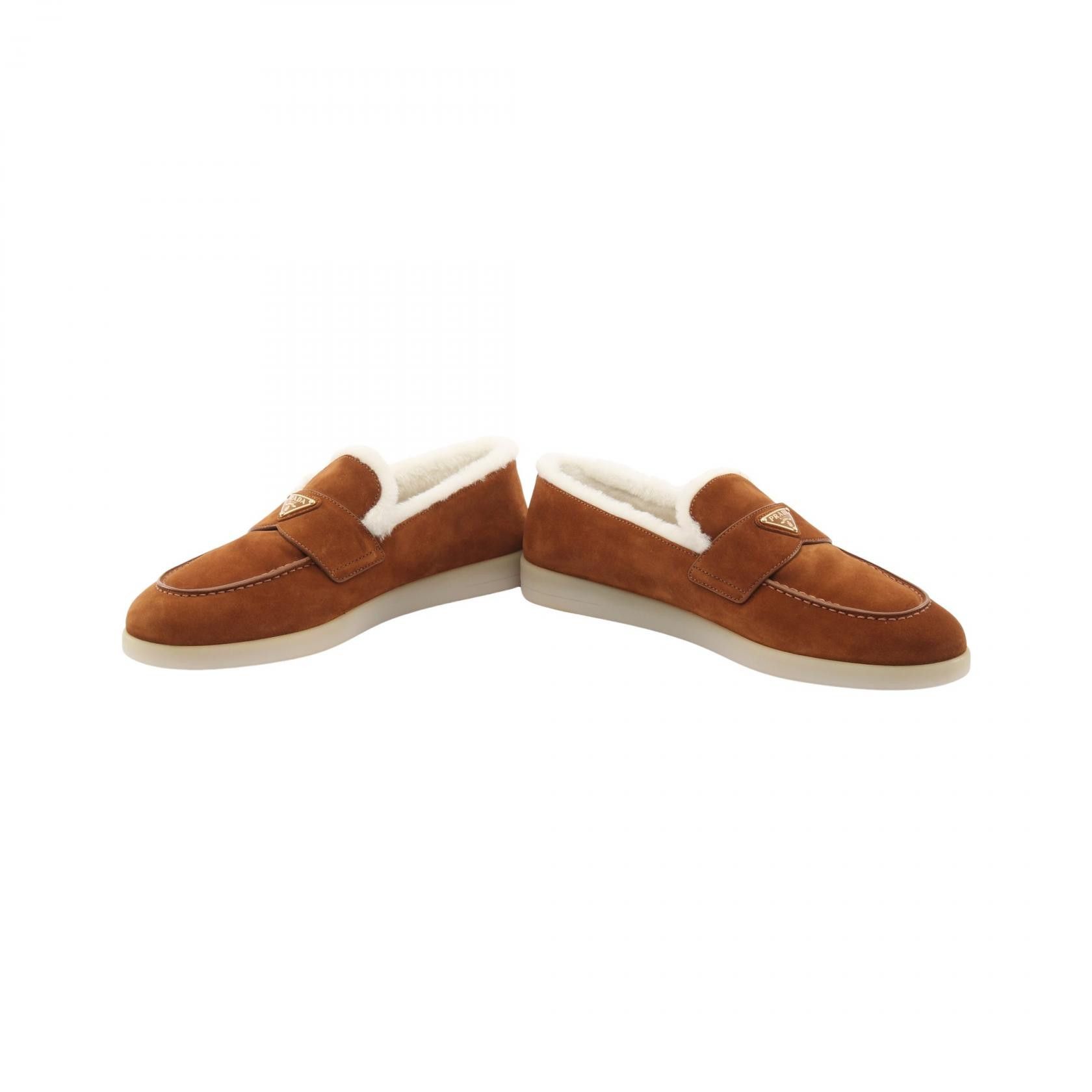 Prada Prada Prada Triangle Logo Shearling Suede Loafers Leather Shoes 2DG124 DUTY FREE for USA Size ONE SIZE - 3 Thumbnail