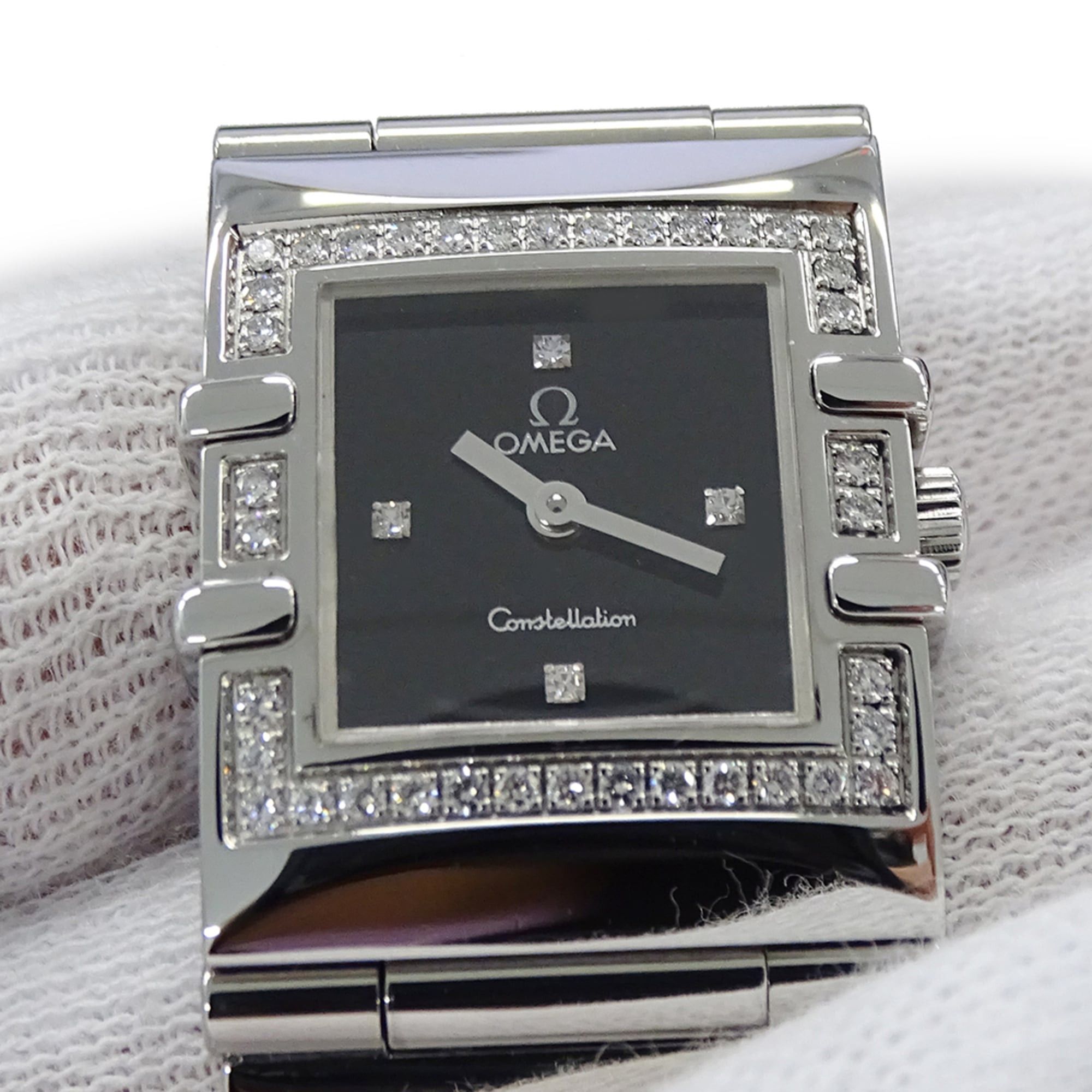 Omega Omega Constellation Carre Quadra 1528.46 Women's Watch, Brand Name, Diamond, Quartz Movement, Stainless Steel (SS), Silver, Black, Square Frame Size ONE SIZE - 13 Thumbnail