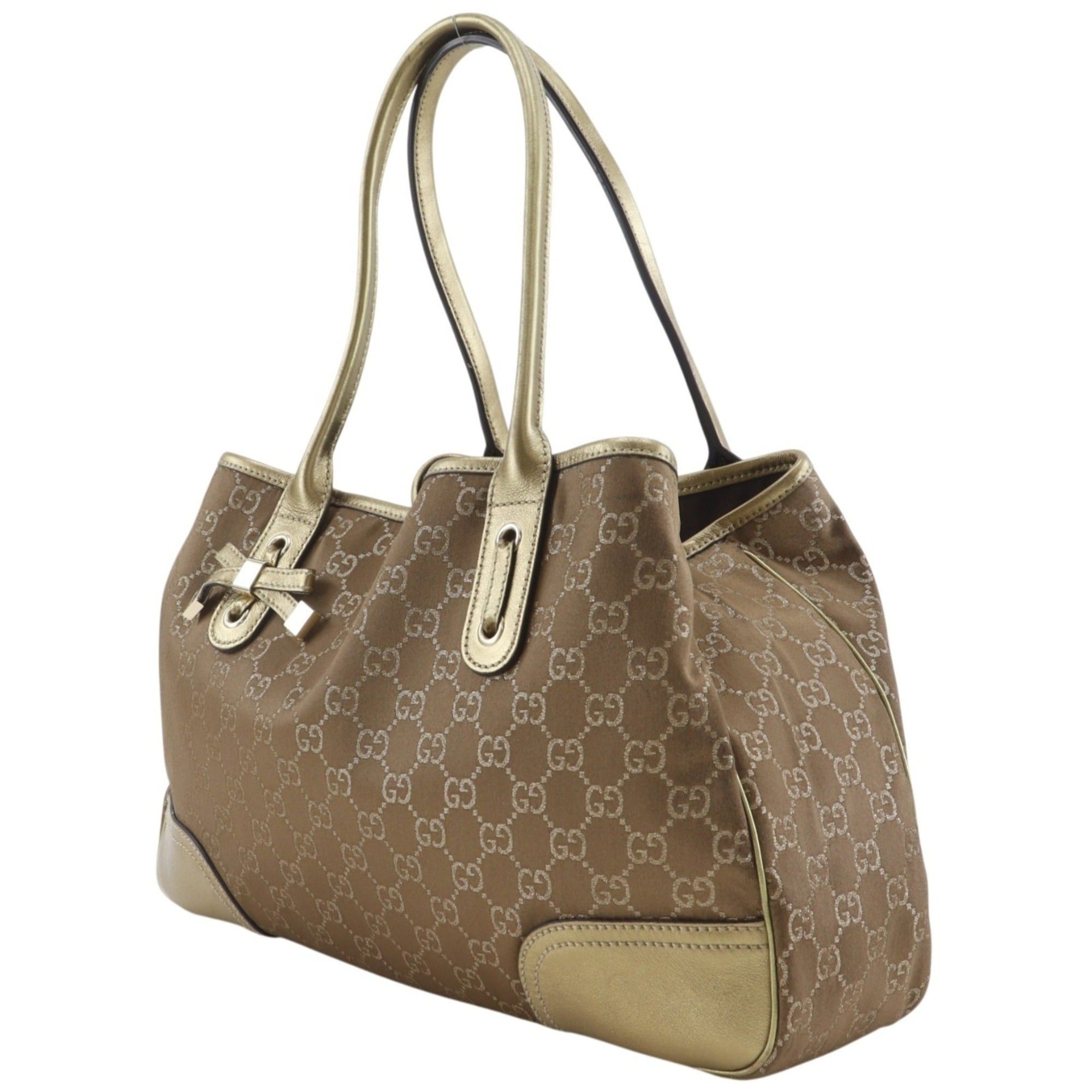 Gucci Gucci Princy Tote Bag with Ribbon, 163805, GG Canvas, Gold A4 Size, Pretty, Women's Size ONE SIZE - 2 Thumbnail