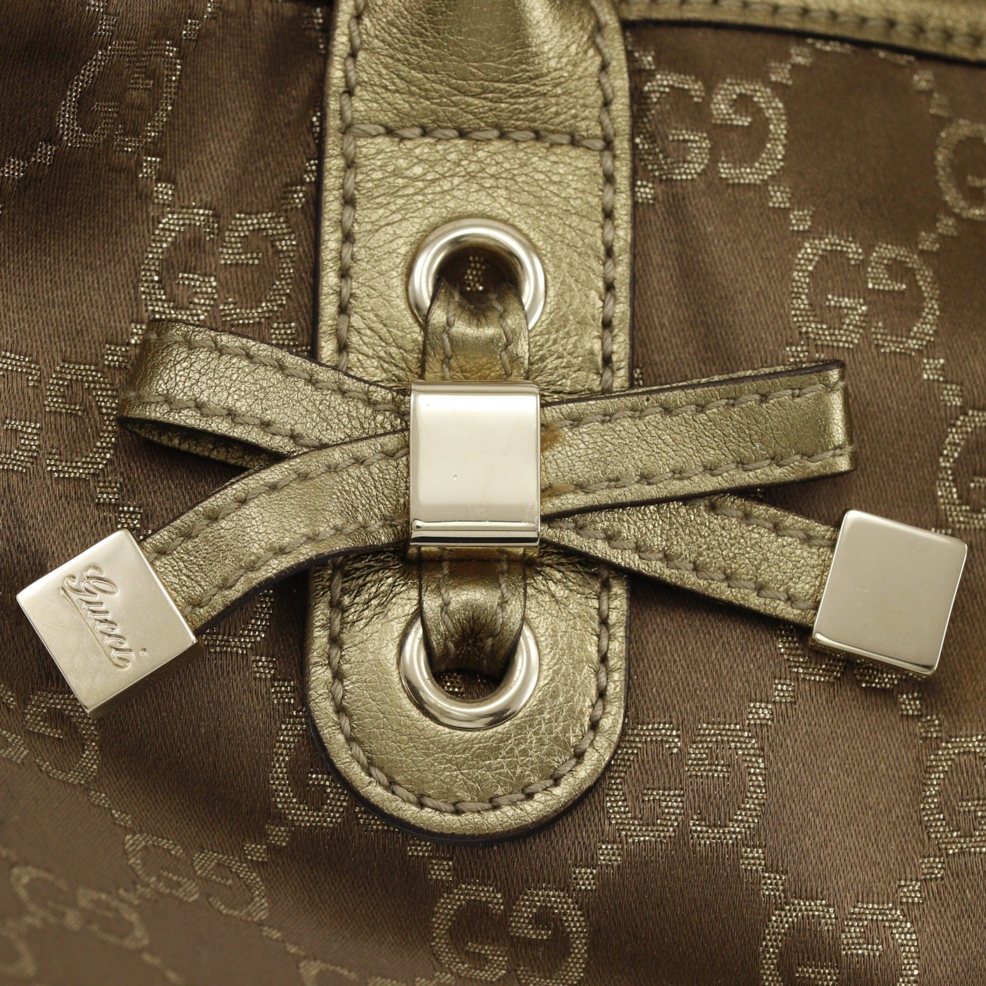 Gucci Gucci Princy Tote Bag with Ribbon, 163805, GG Canvas, Gold A4 Size, Pretty, Women's Size ONE SIZE - 12 Thumbnail