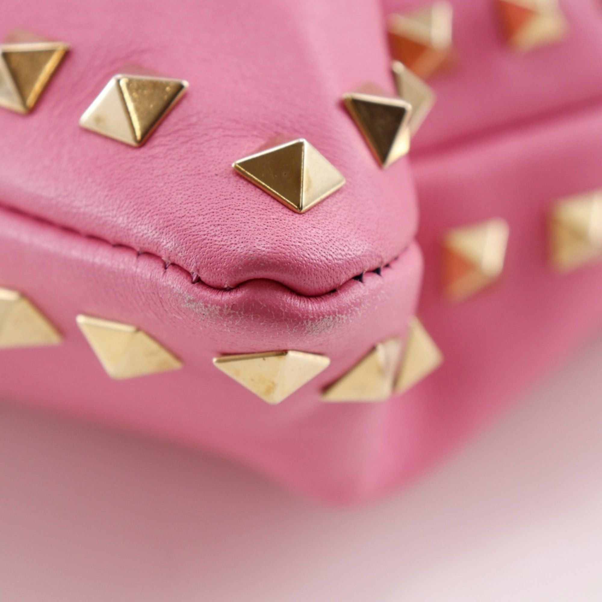 Valentino Valentino Rockstuds Clutch Bag, Leather, Pink, Women's Size ONE SIZE - 5 Thumbnail