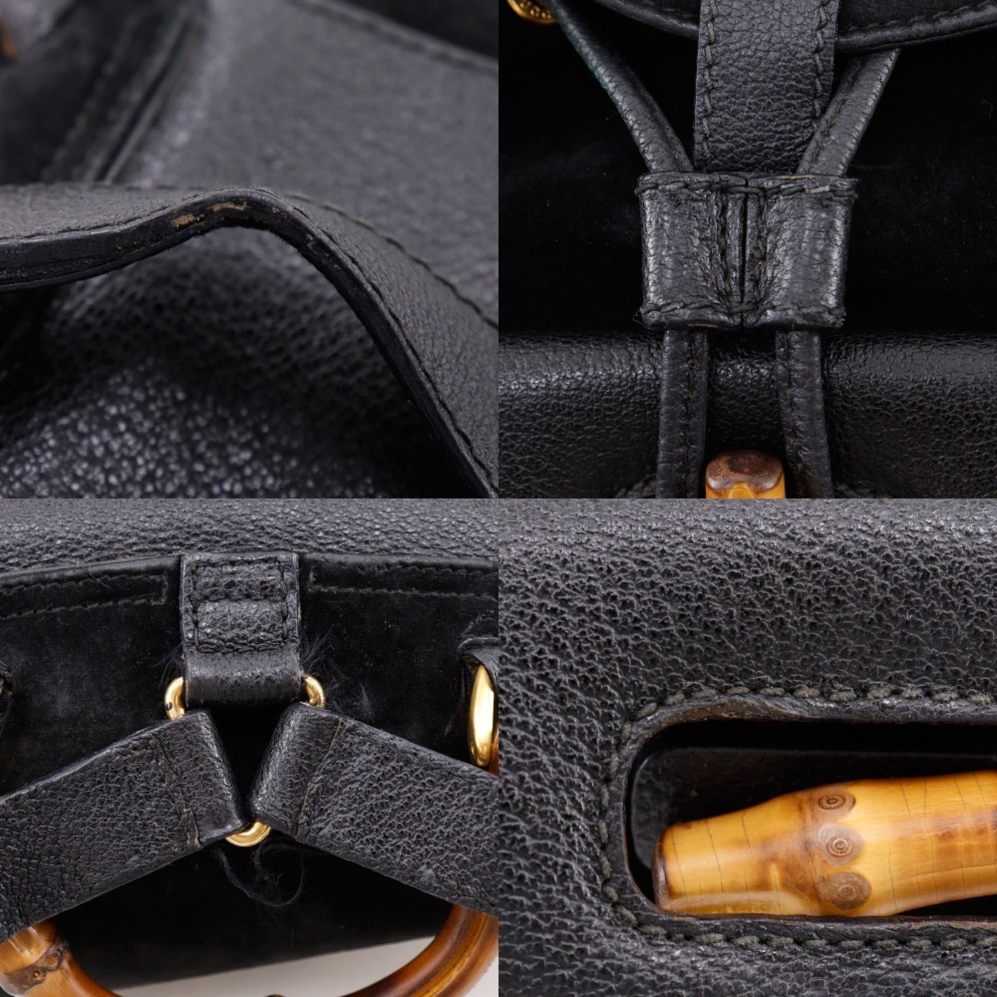 Gucci Gucci Bamboo Backpack/Daypack, Old Suede, Black, 2-way, Flap, Women's Size ONE SIZE - 14 Thumbnail