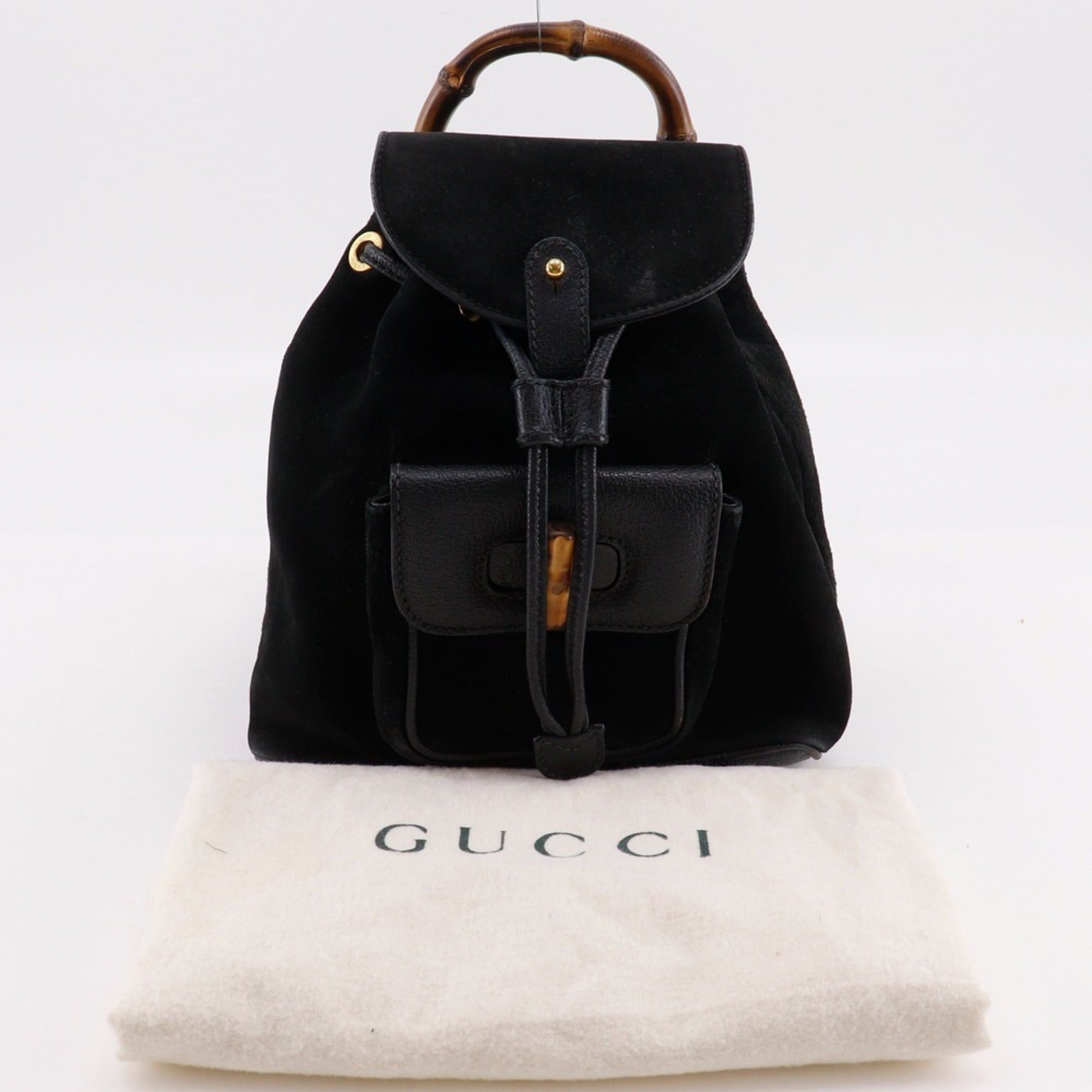 Gucci Gucci Bamboo Backpack/Daypack, Old Suede, Black, 2-way, Flap, Women's Size ONE SIZE - 19 Thumbnail