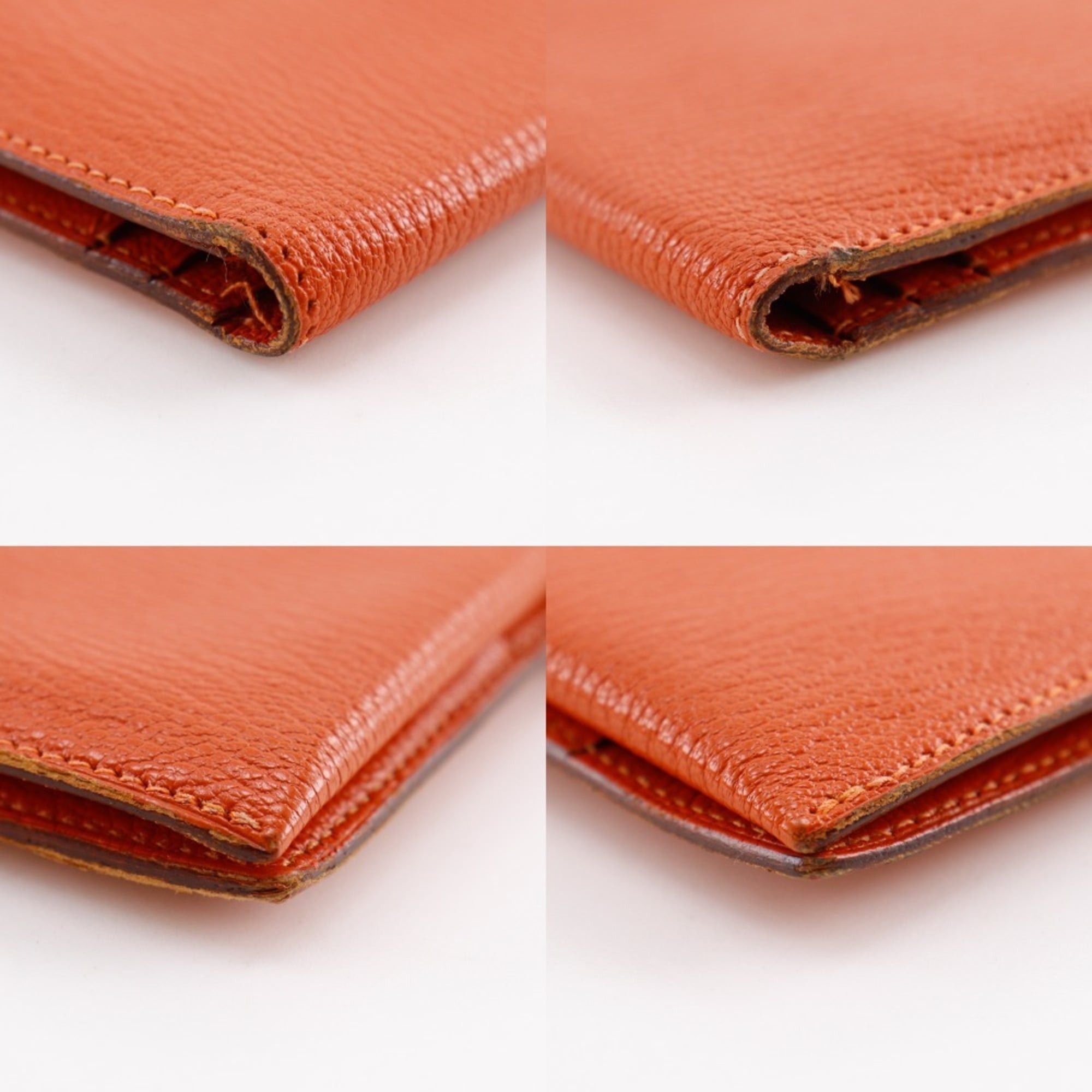 Hermes Hermes Bearn Classic Long Wallet, Chevre Leather, 2003 Model, Orange/Silver Hardware, □G (Unisex) Size ONE SIZE - 4 Thumbnail