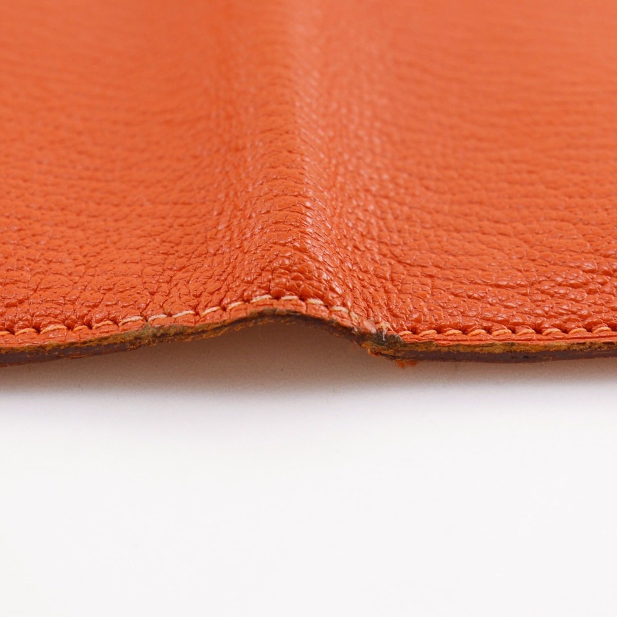 Hermes Hermes Bearn Classic Long Wallet, Chevre Leather, 2003 Model, Orange/Silver Hardware, □G (Unisex) Size ONE SIZE - 12 Thumbnail