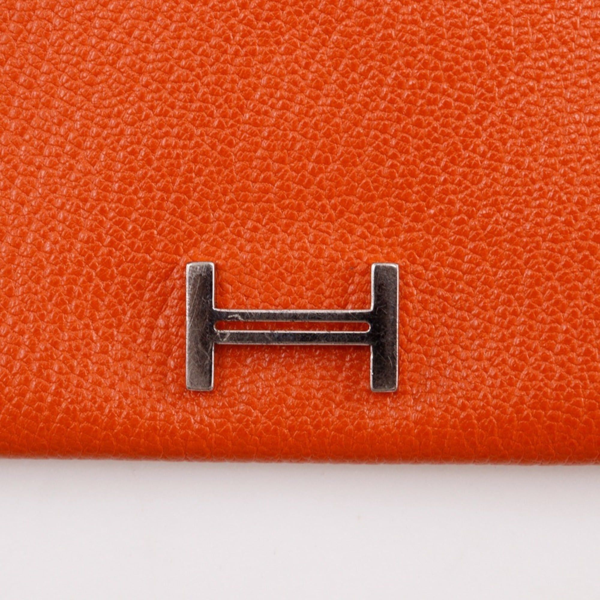 Hermes Hermes Bearn Classic Long Wallet, Chevre Leather, 2003 Model, Orange/Silver Hardware, □G (Unisex) Size ONE SIZE - 16 Thumbnail