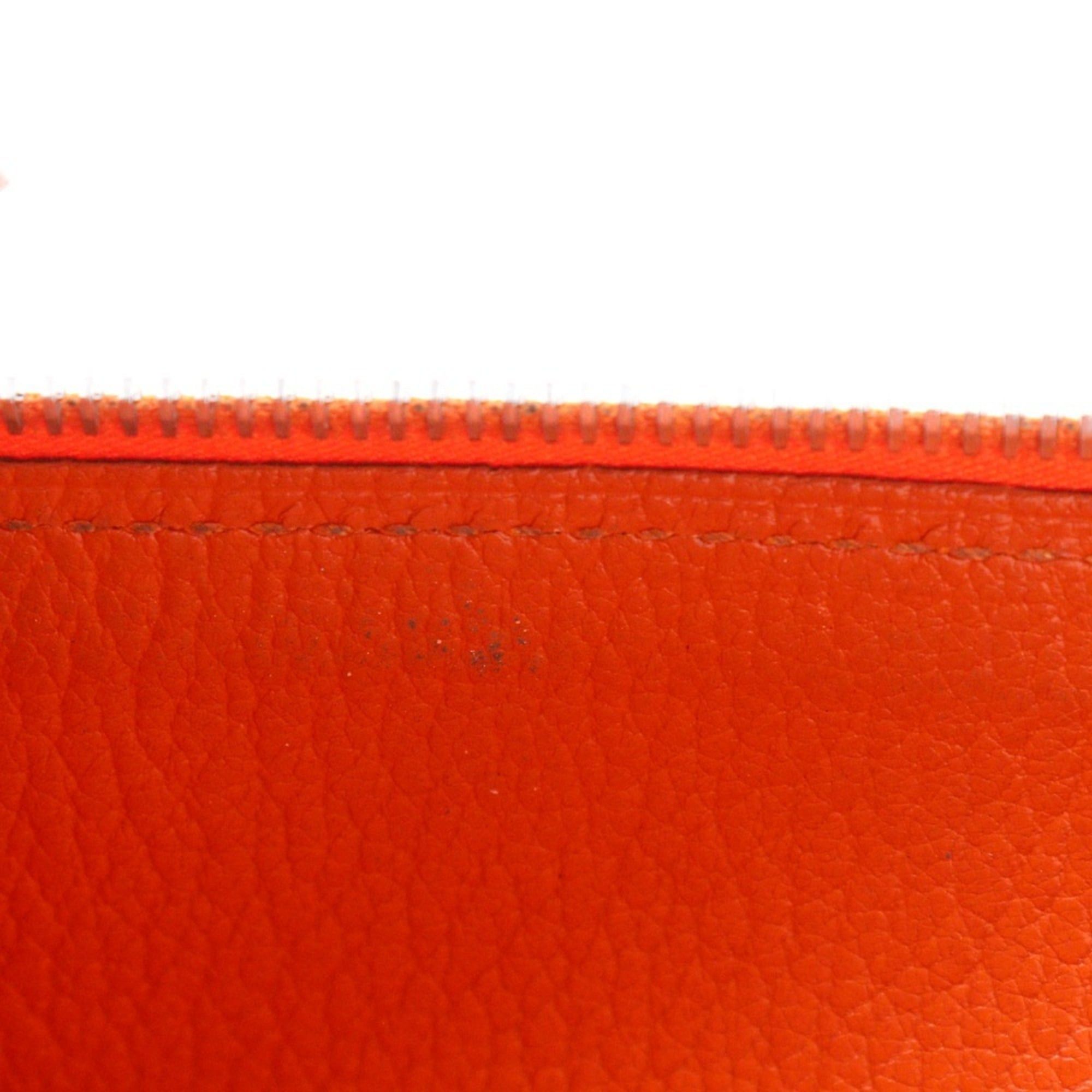 Hermes Hermes Bearn Classic Long Wallet, Chevre Leather, 2003 Model, Orange/Silver Hardware, □G (Unisex) Size ONE SIZE - 9 Thumbnail