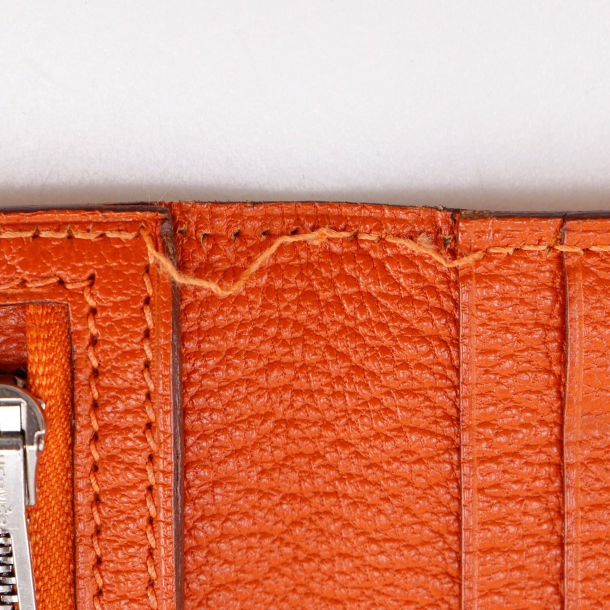 Hermes Hermes Bearn Classic Long Wallet, Chevre Leather, 2003 Model, Orange/Silver Hardware, □G (Unisex) Size ONE SIZE - 10 Thumbnail