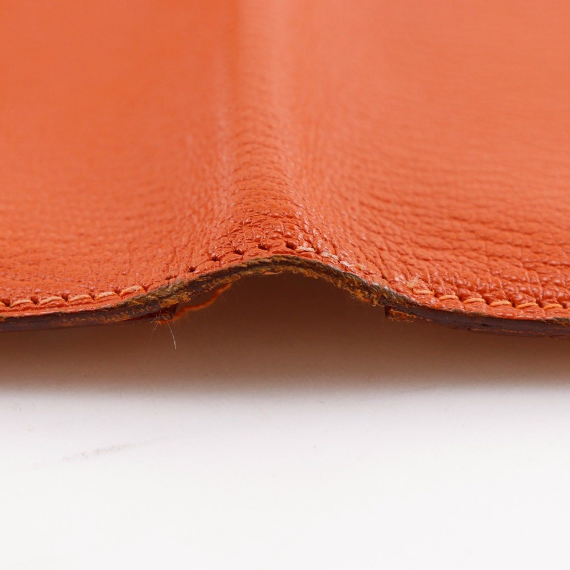 Hermes Hermes Bearn Classic Long Wallet, Chevre Leather, 2003 Model, Orange/Silver Hardware, □G (Unisex) Size ONE SIZE - 13 Thumbnail