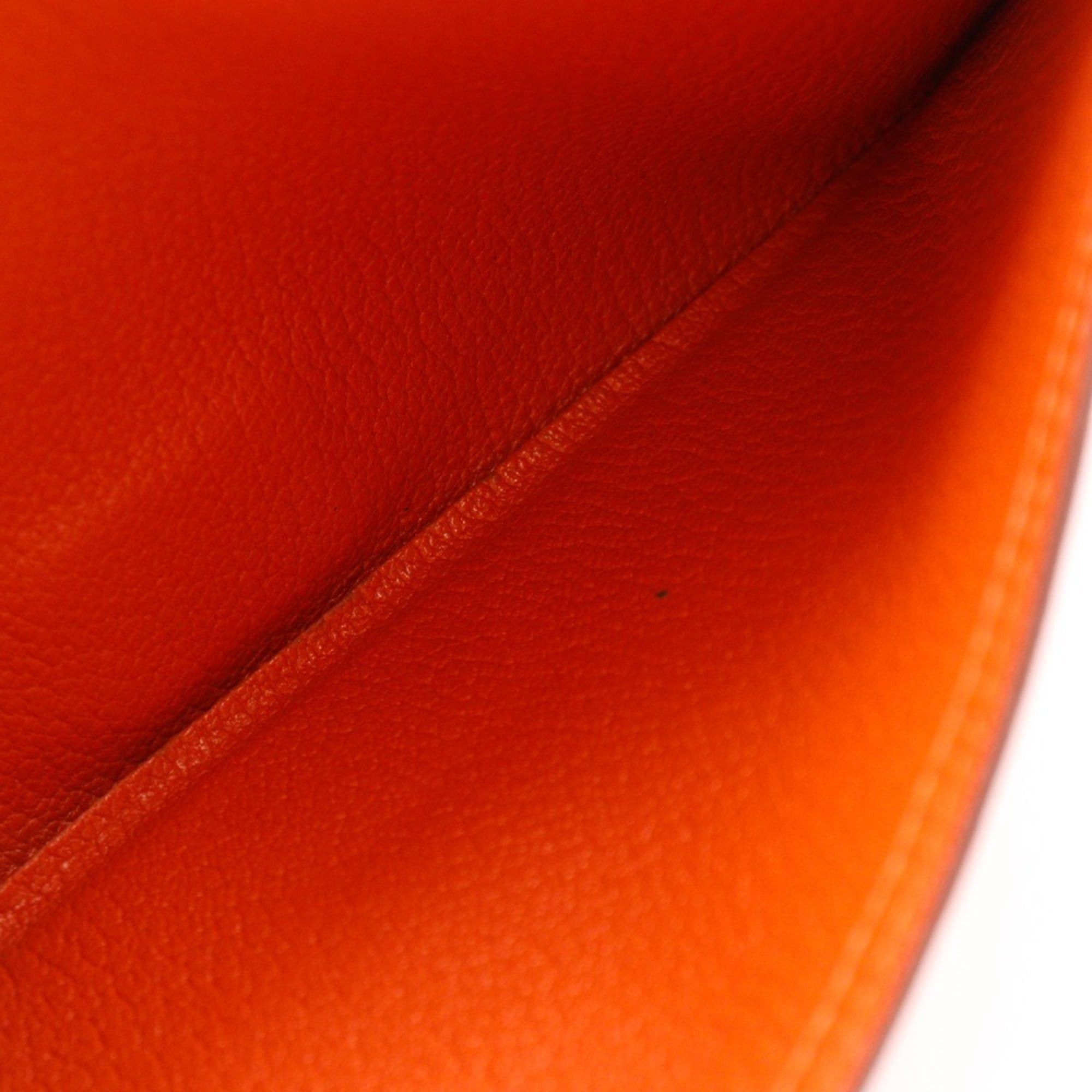 Hermes Hermes Bearn Classic Long Wallet, Chevre Leather, 2003 Model, Orange/Silver Hardware, □G (Unisex) Size ONE SIZE - 6 Thumbnail