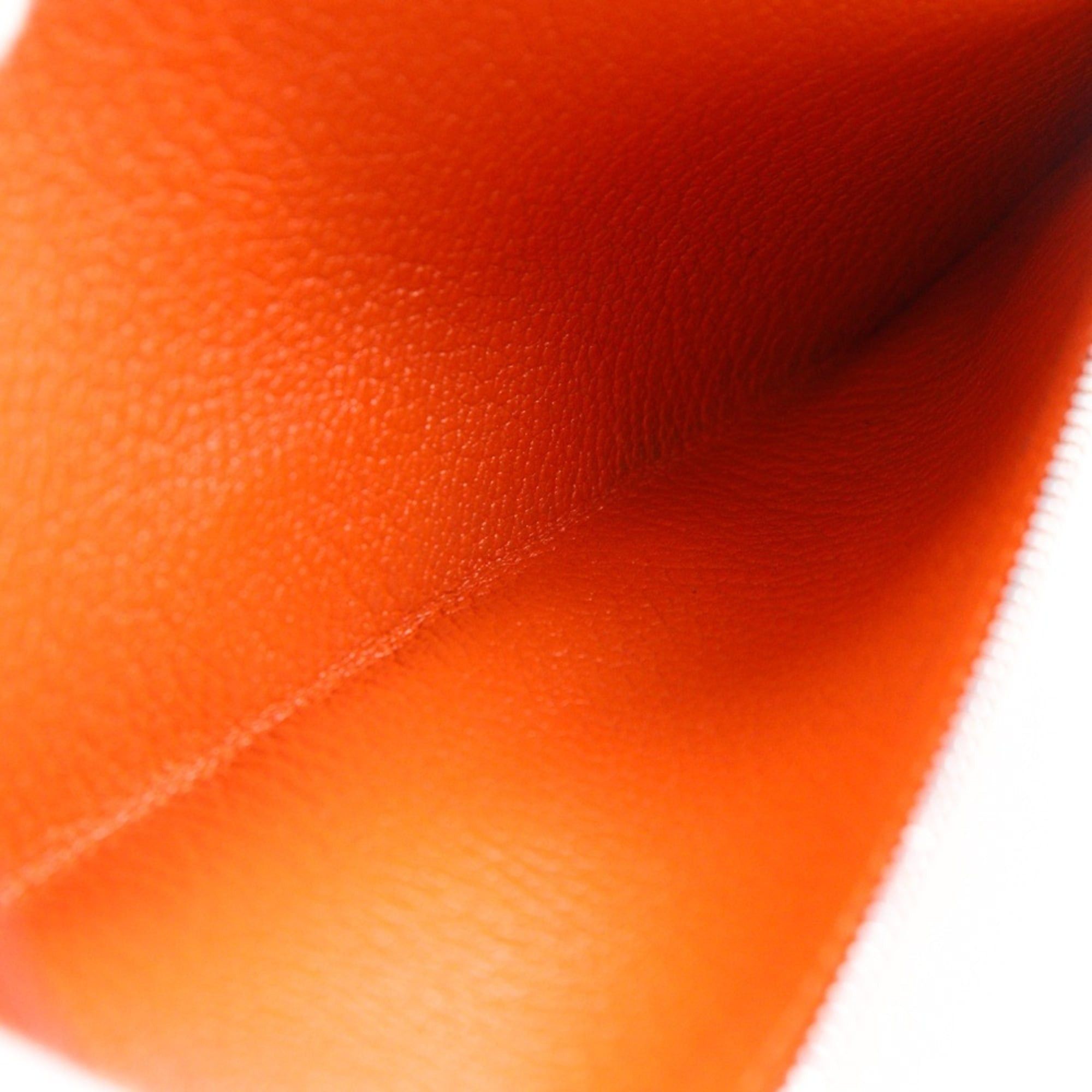 Hermes Hermes Bearn Classic Long Wallet, Chevre Leather, 2003 Model, Orange/Silver Hardware, □G (Unisex) Size ONE SIZE - 7 Thumbnail