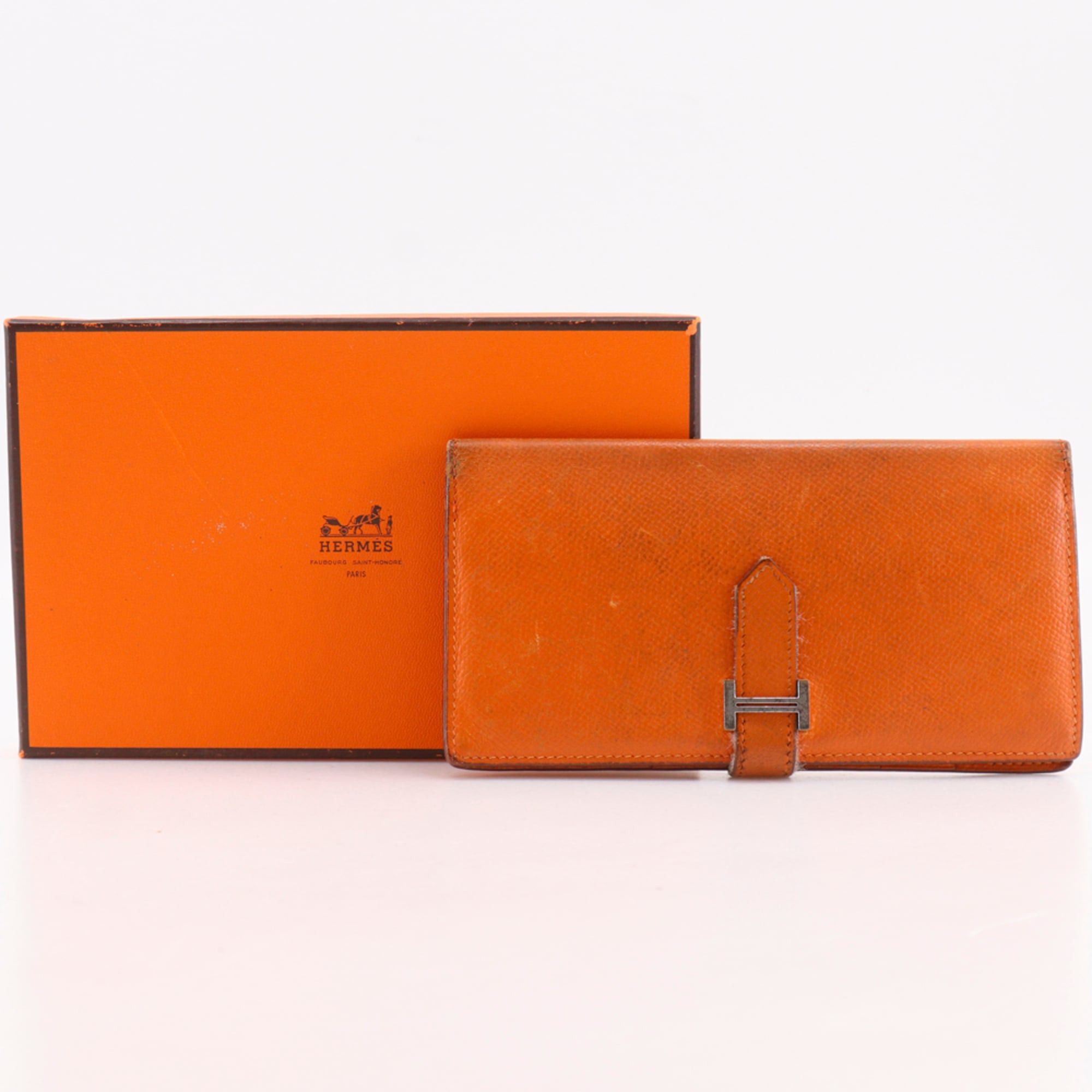 Hermes Hermes Bearn Classic Long Wallet, Veau Epsom Leather, 2005 Model, Orange/Silver Hardware, Unisex Size ONE SIZE - 20 Thumbnail