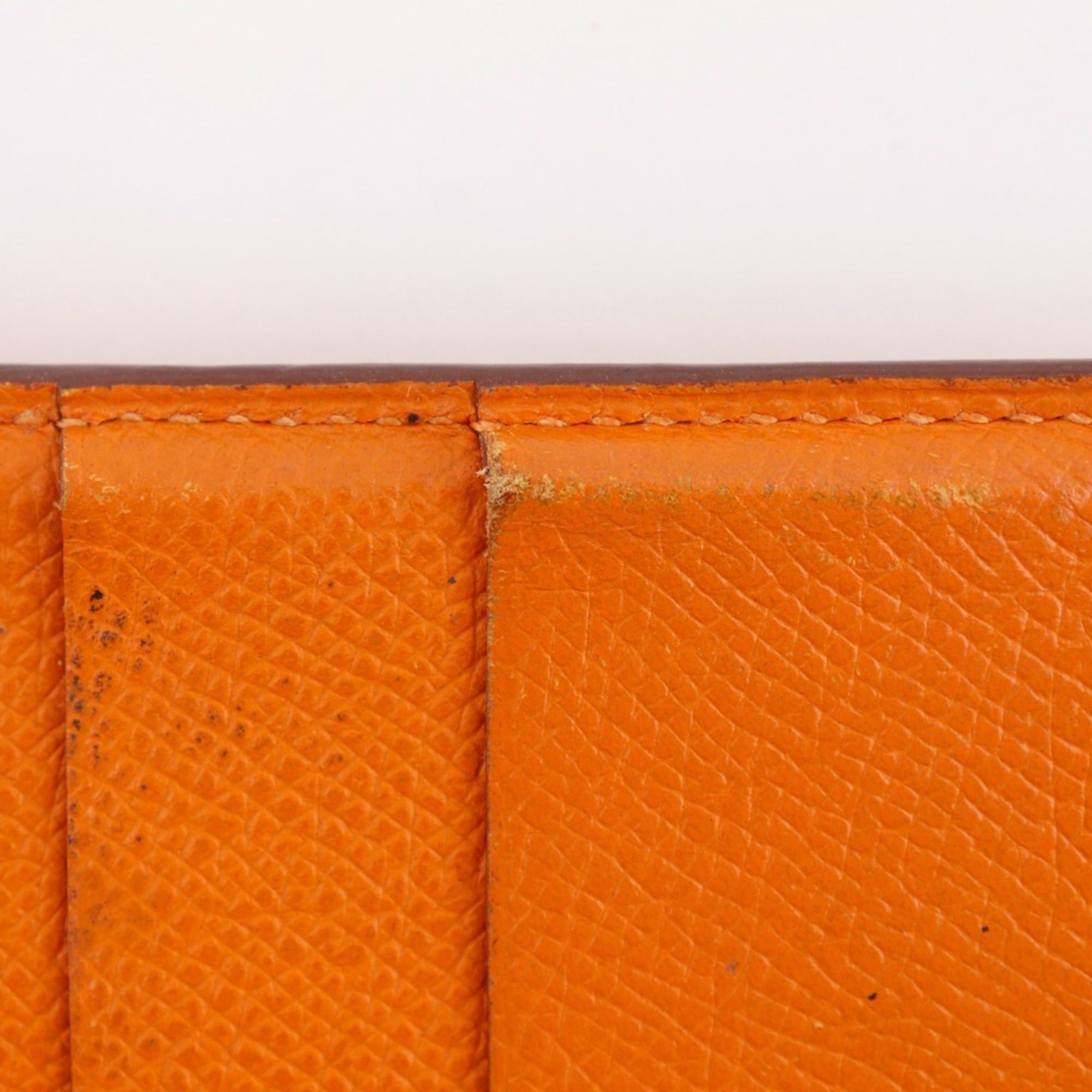 Hermes Hermes Bearn Classic Long Wallet, Veau Epsom Leather, 2005 Model, Orange/Silver Hardware, Unisex Size ONE SIZE - 10 Thumbnail