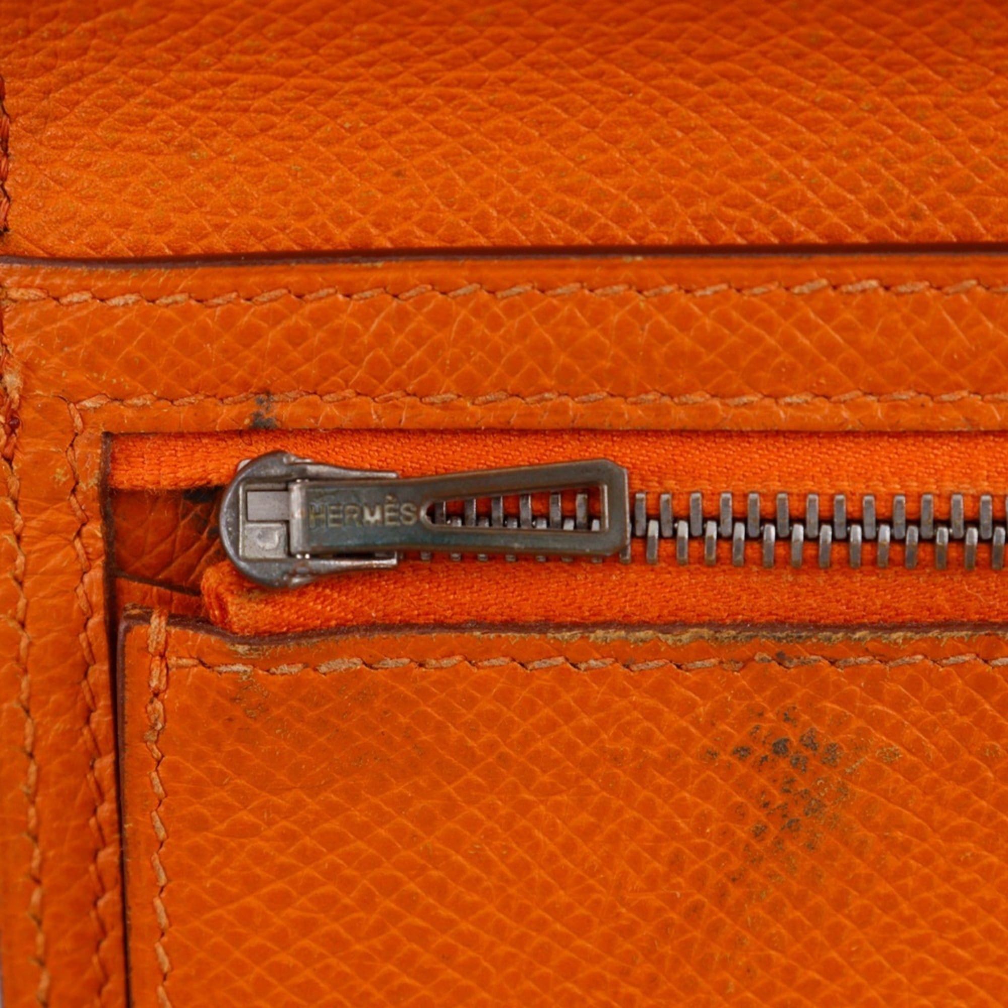 Hermes Hermes Bearn Classic Long Wallet, Veau Epsom Leather, 2005 Model, Orange/Silver Hardware, Unisex Size ONE SIZE - 12 Thumbnail