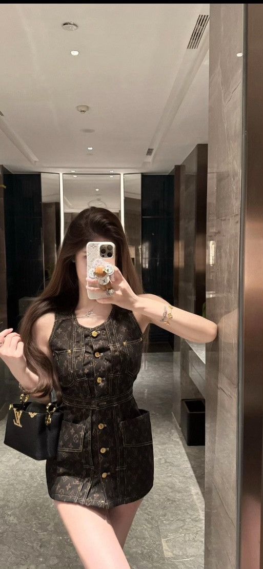 Louis Vuitton Louis Vuitton 25FW Black Gold Monogram Denim Dress Size XS / US 0-2 / IT 36-38 - 4 Thumbnail