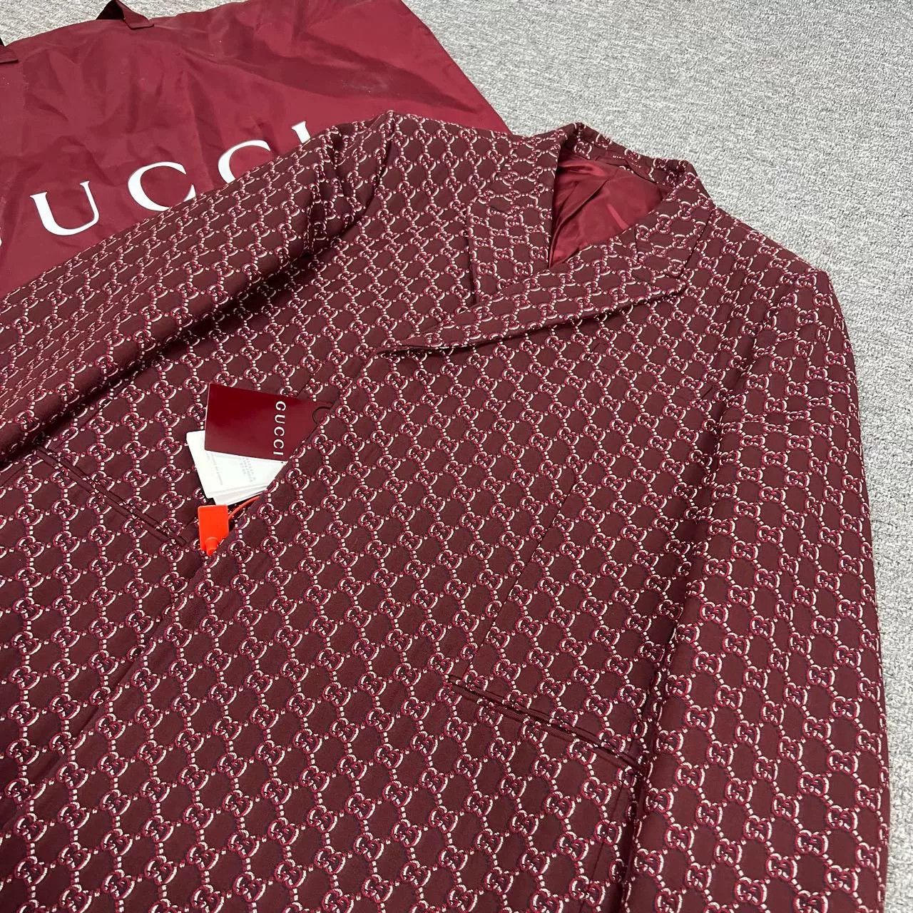 Gucci Gucci Red GG Print Wool Suit Jacket Size US L / EU 52-54 / 3 - 3 Thumbnail