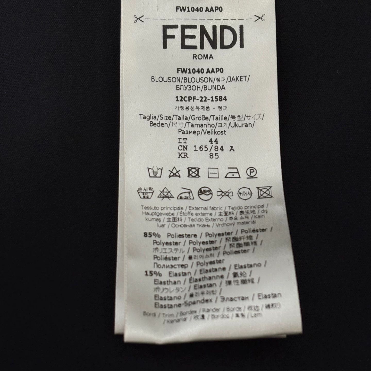 Fendi Fendi Black All-over Print Velvet Flocked Pilot Jacket Size US S / EU 44-46 / 1 - 5 Thumbnail