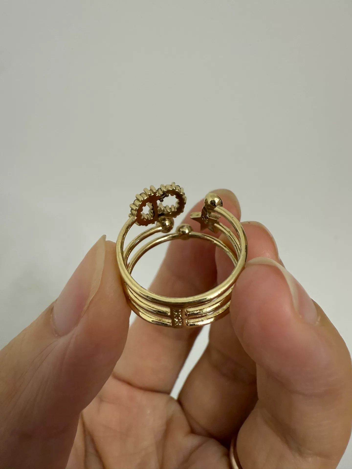 Dior Dior Gold Diamond Accent Ring Size ONE SIZE - 5 Thumbnail