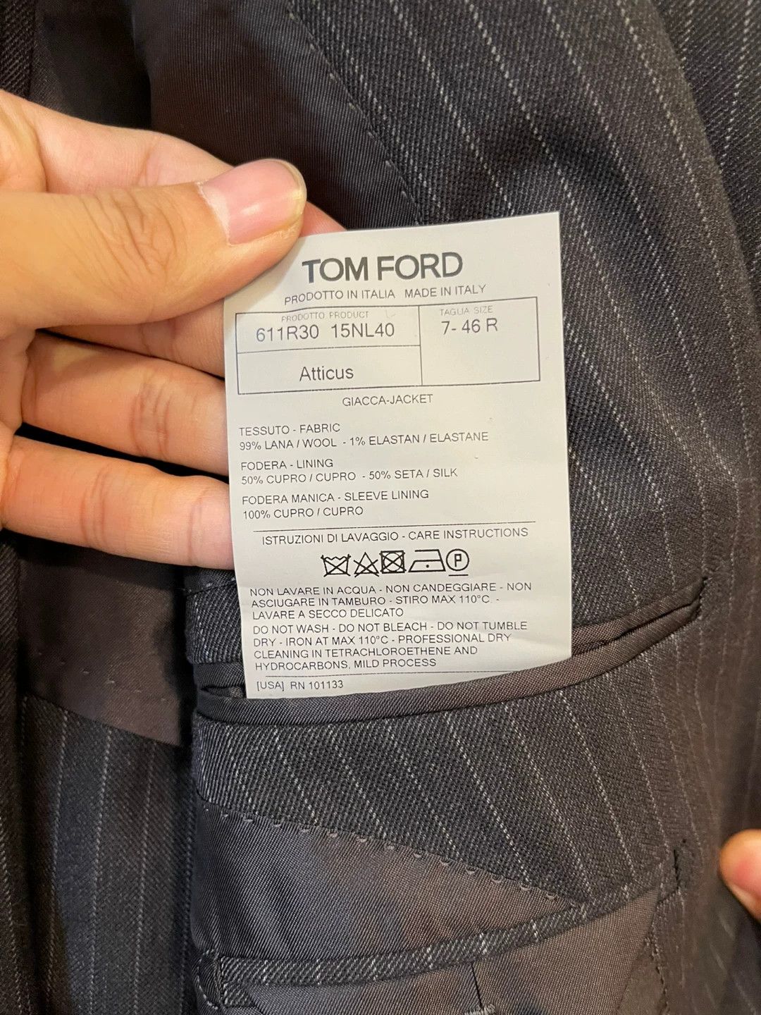 Tom Ford Tom Ford Gray Pinstripe Handcrafted Suit Size US S / EU 44-46 / 1 - 7 Thumbnail