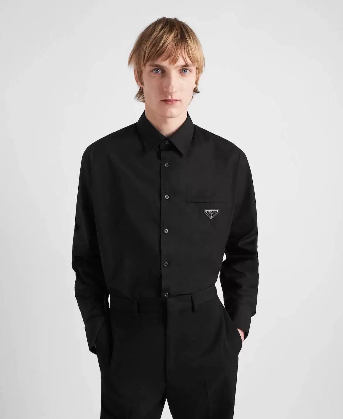 Prada Prada SS24 Triangle Logo Long-Sleeve Shirt Size US XL / EU 56 / 4 - 6 Thumbnail