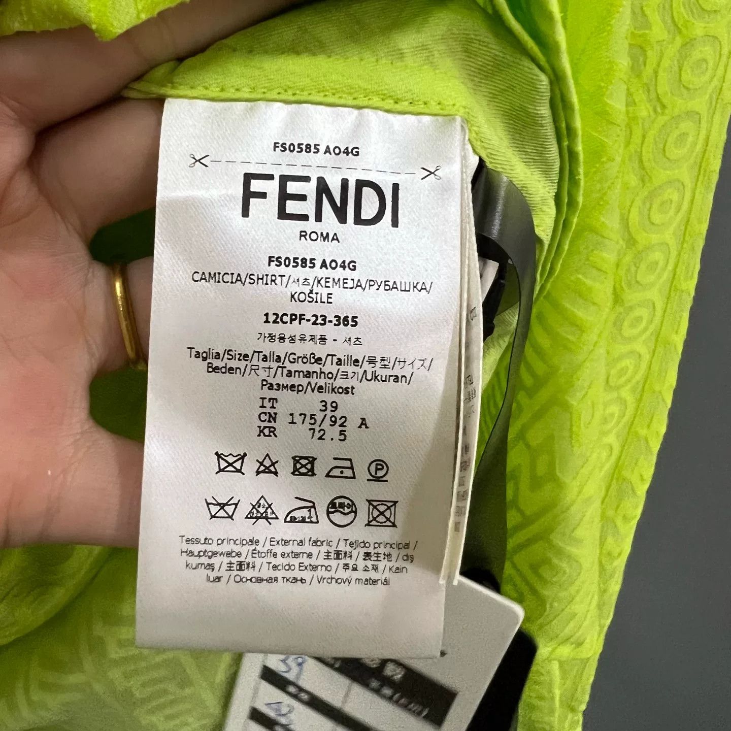Fendi Fendi x Marc Jacobs Monogram Neon Green Shirt 39 Size US M / EU 48-50 / 2 - 6 Thumbnail