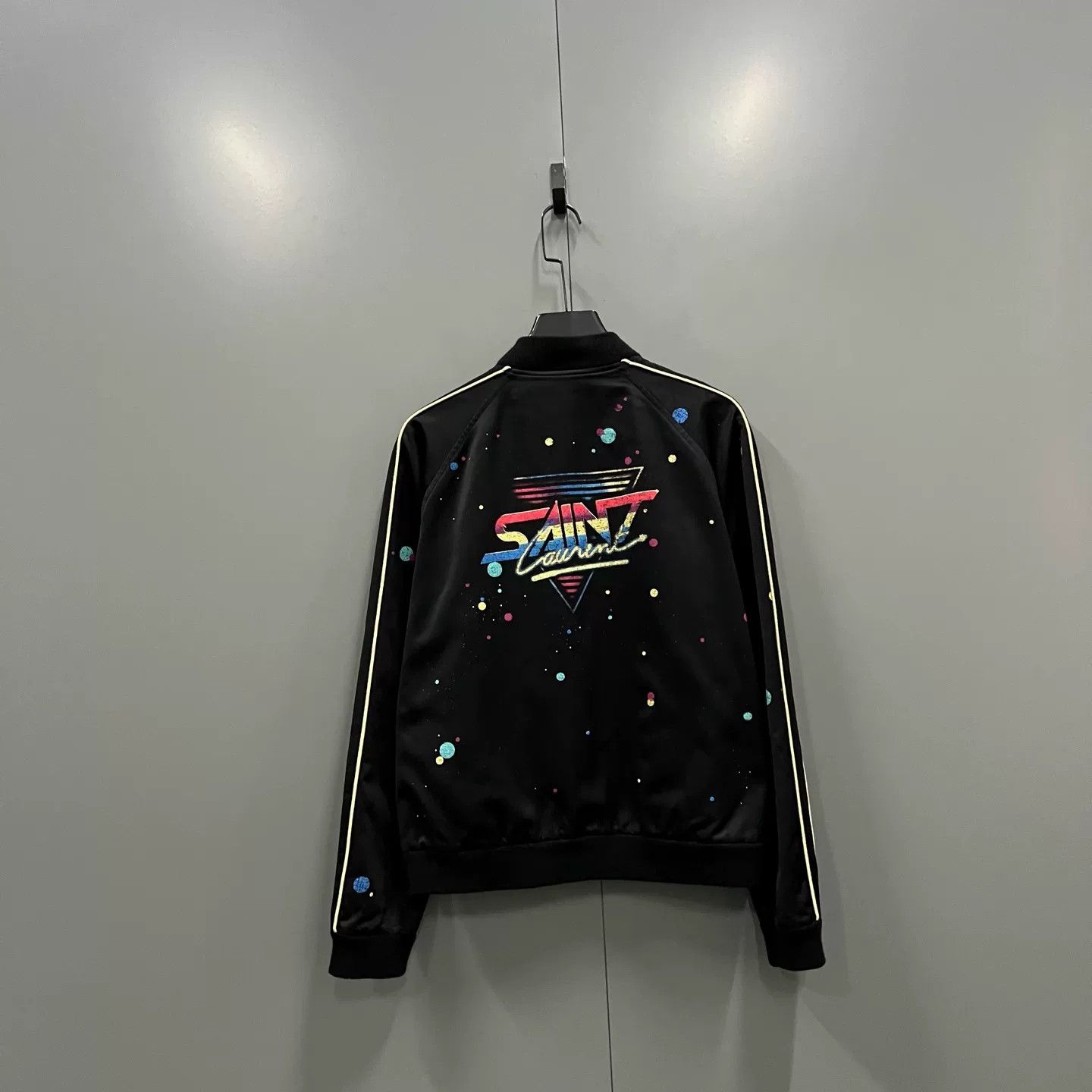 Saint Laurent Paris Saint Laurent Dot Print Stripe Bomber Jacket 50 Size US M / EU 48-50 / 2 - 3 Thumbnail