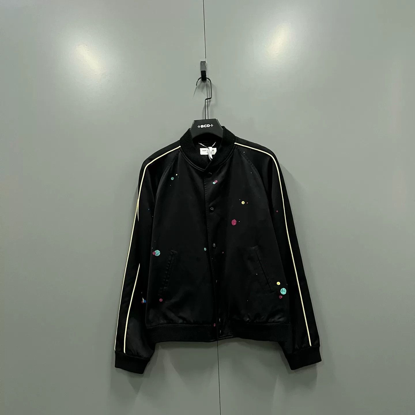Saint Laurent Paris Saint Laurent Dot Print Stripe Bomber Jacket 50 Size US M / EU 48-50 / 2 - 2 Thumbnail