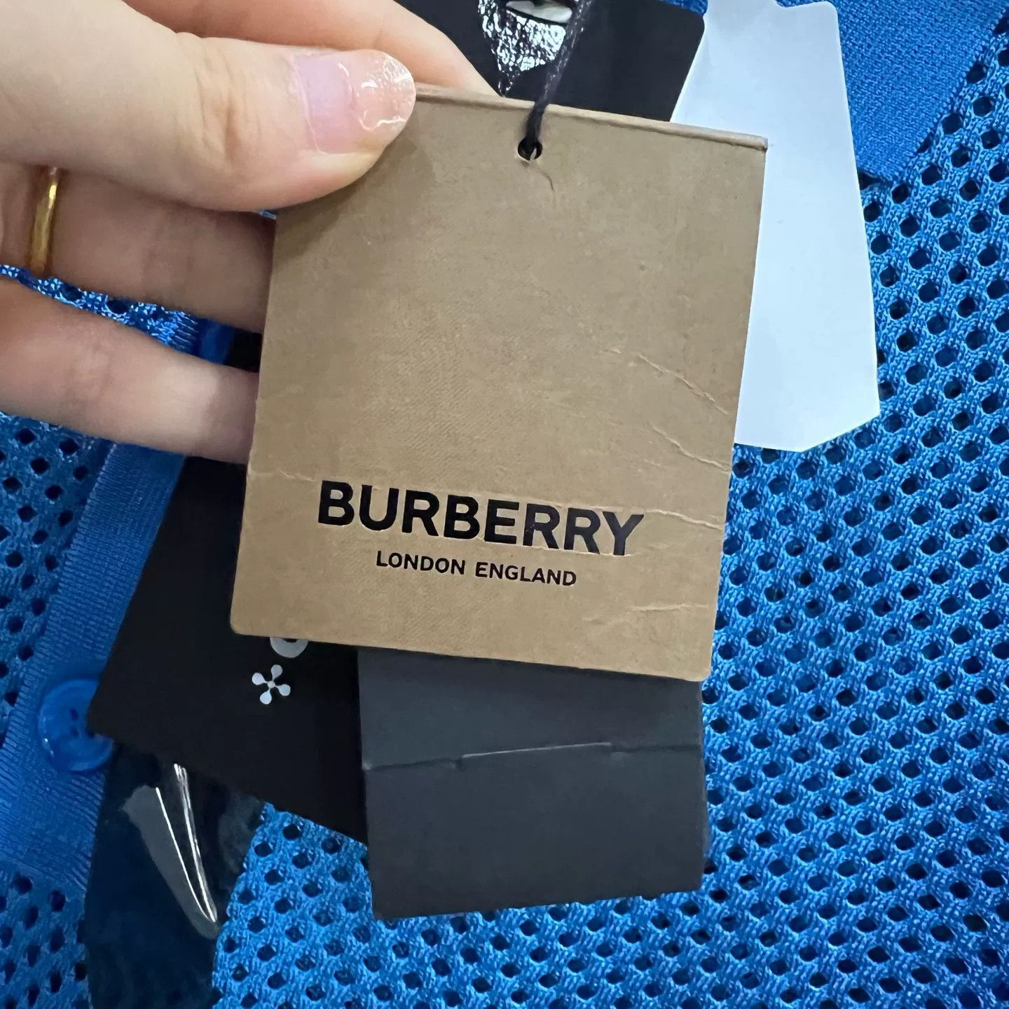 Burberry Burberry Blue Mesh Short Sleeve Polo Size S Size US S / EU 44-46 / 1 - 5 Thumbnail