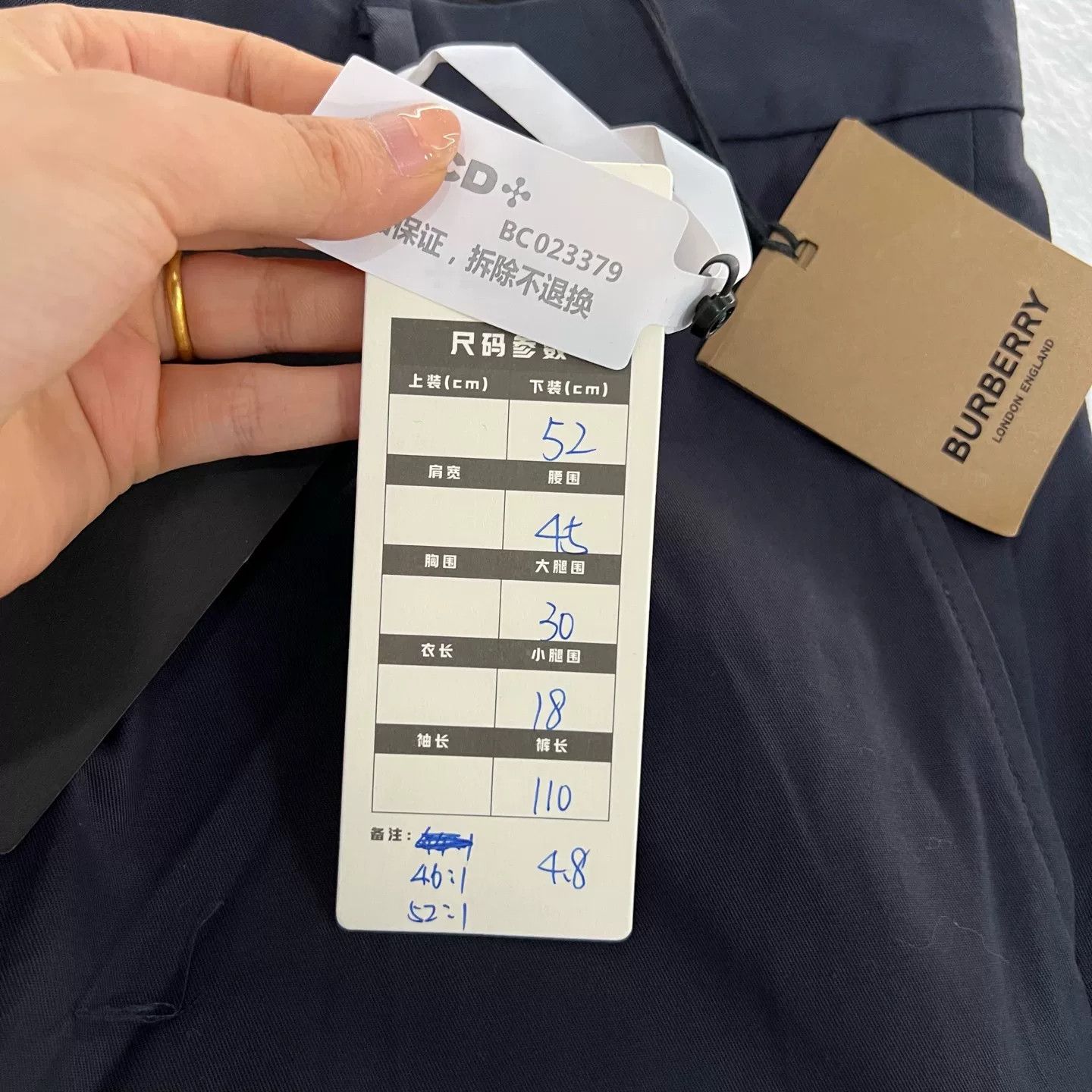 Burberry Burberry Navy Cotton Chino Pants Size 36 Size US 36 / EU 52 - 7 Thumbnail
