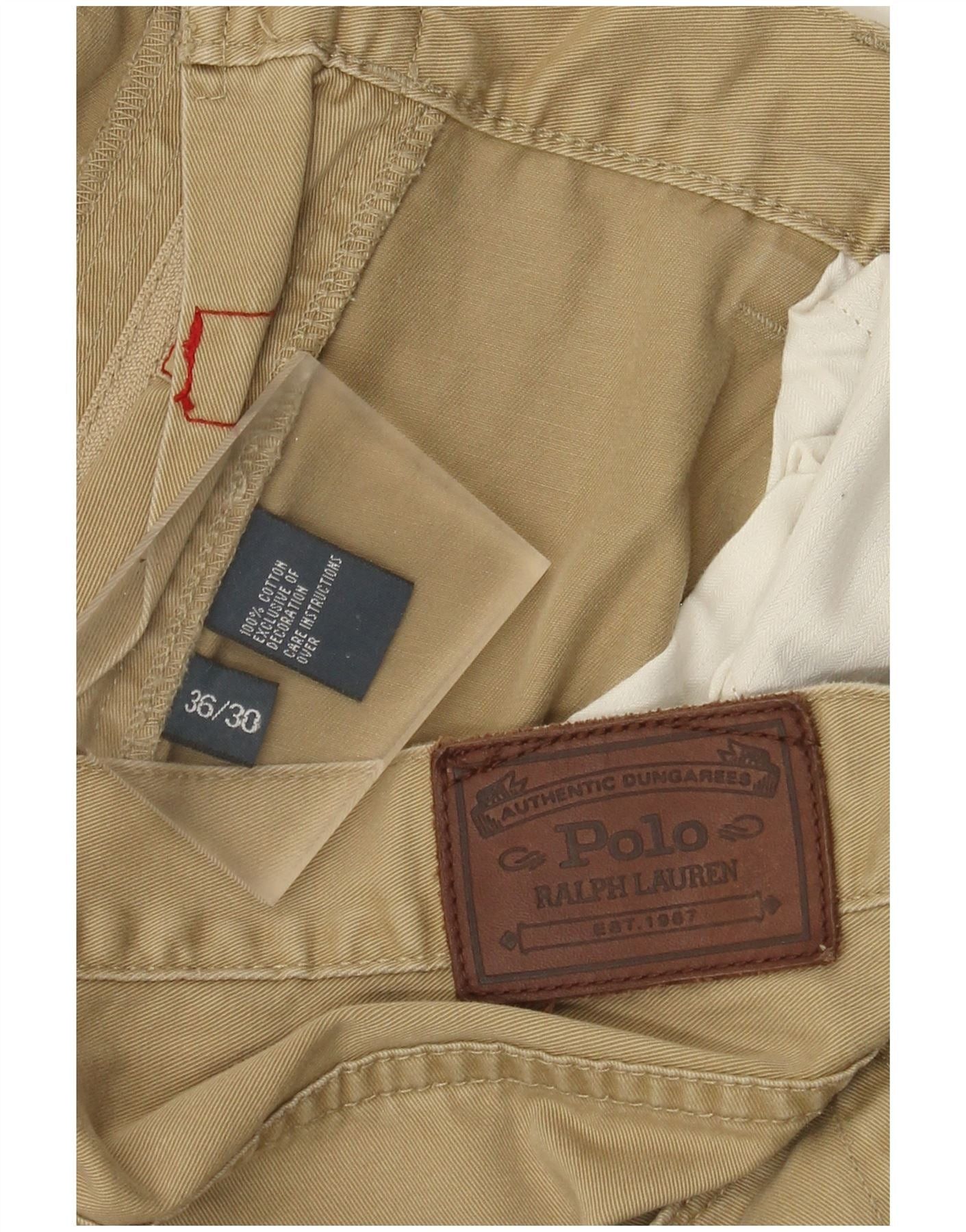 Polo Ralph Lauren Mens Straight Casual Trousers W36 L30 Beige Cotton Size US 36 / EU 52 - 3 Thumbnail