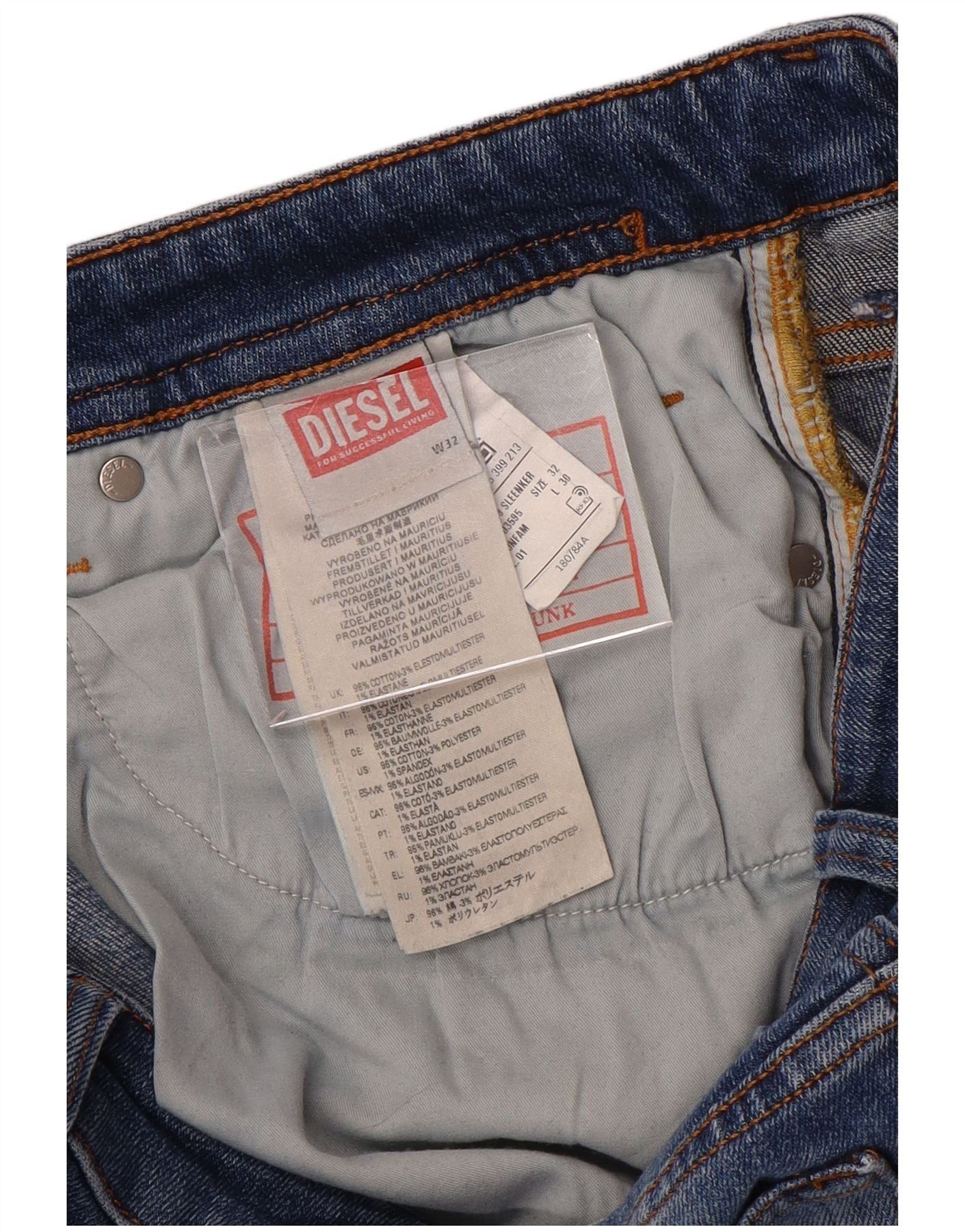 Diesel Mens Distressed Slim Jeans W32 L32 Blue Cotton Size US 32 / EU 48 - 4 Thumbnail