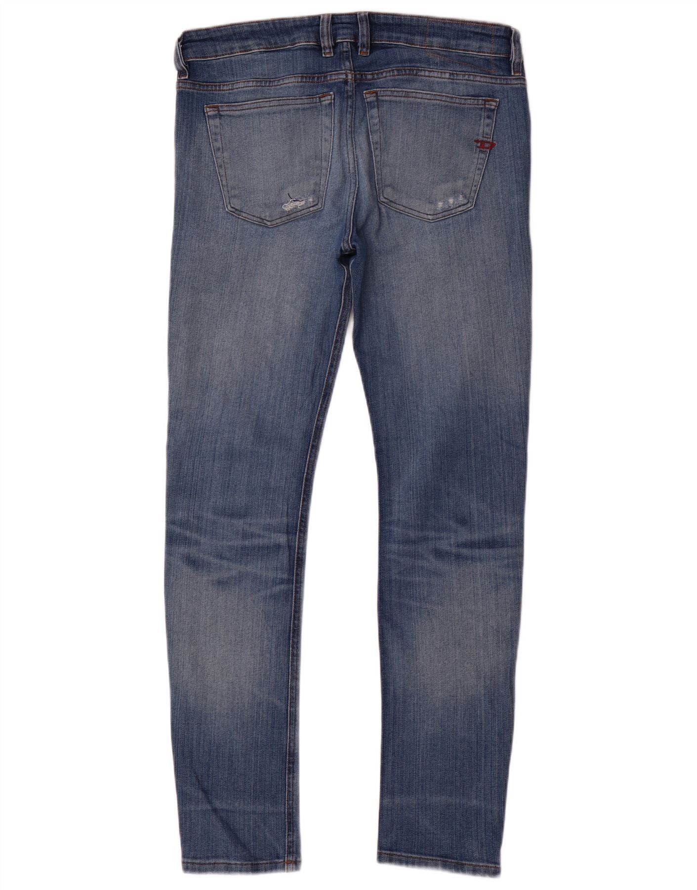 Diesel Mens Distressed Slim Jeans W32 L32 Blue Cotton Size US 32 / EU 48 - 2 Thumbnail