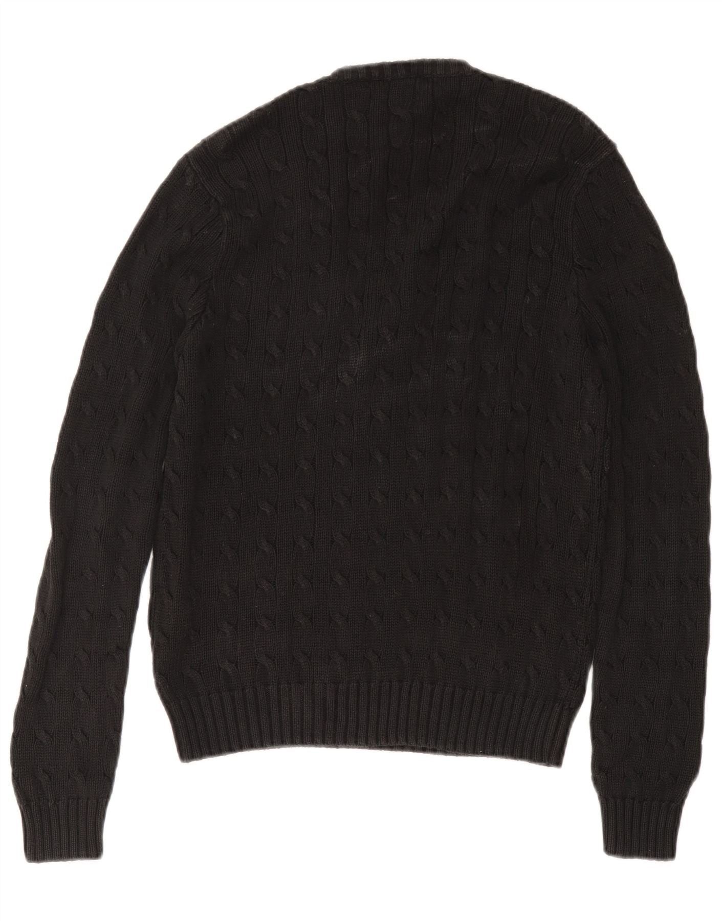 Ralph Lauren Womens V-Neck Jumper Sweater UK 18 XL Black Cotton Size M / US 6-8 / IT 42-44 - 2 Thumbnail
