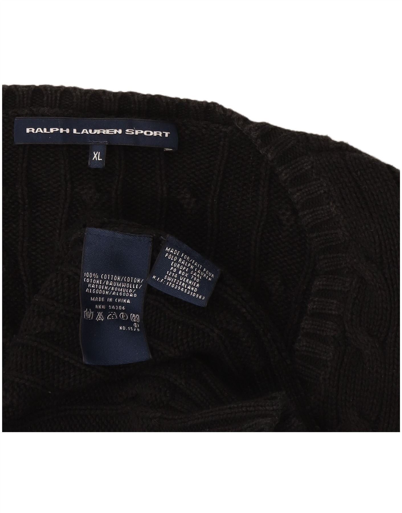 Ralph Lauren Womens V-Neck Jumper Sweater UK 18 XL Black Cotton Size M / US 6-8 / IT 42-44 - 3 Thumbnail