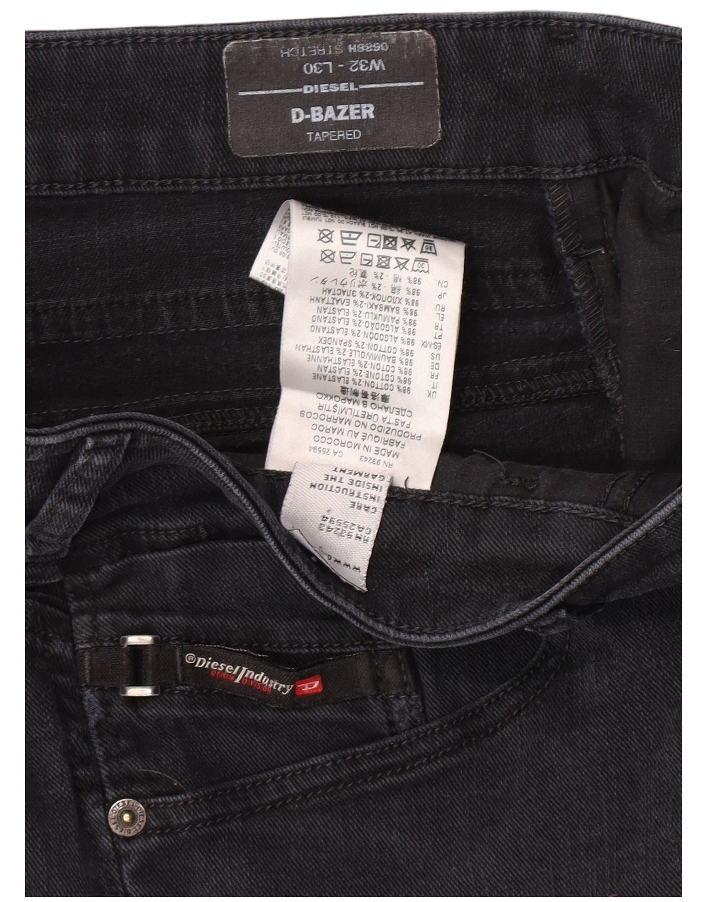 Diesel Mens D-Bazer Tapered Jeans W32 L30 Navy Blue Cotton Size US 32 / EU 48 - 4 Thumbnail