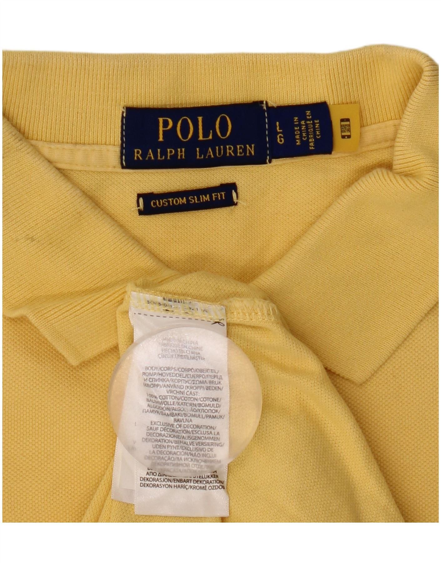 Polo Ralph Lauren Mens Custom Slim Fit Polo Shirt Large Yellow Cotton Size US XL / EU 56 / 4 - 4 Thumbnail