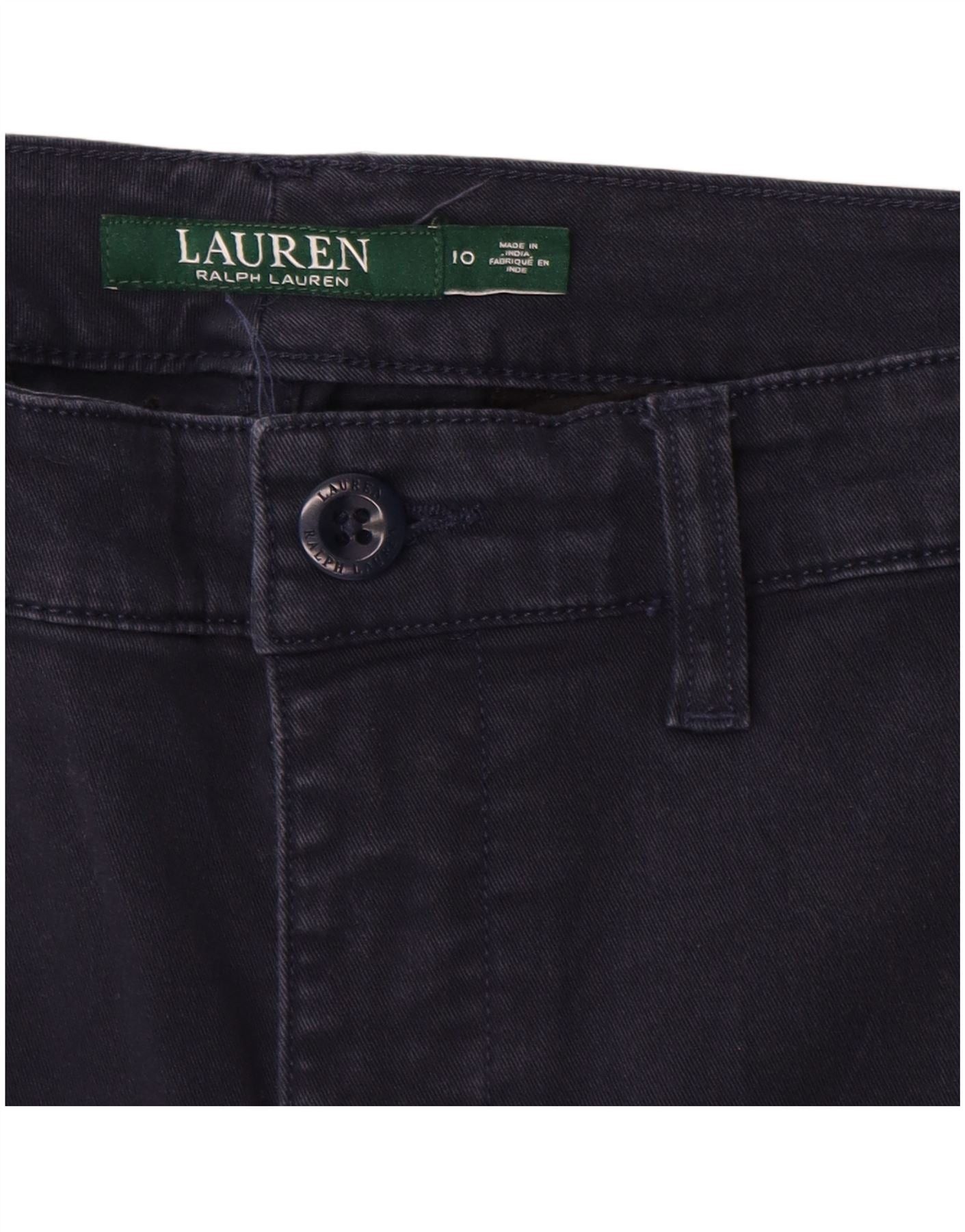 Ralph Lauren Womens Slim Chino Trousers US 10 Large W32 L28 Navy Blue Size 28" / US 6 / IT 42 - 3 Thumbnail
