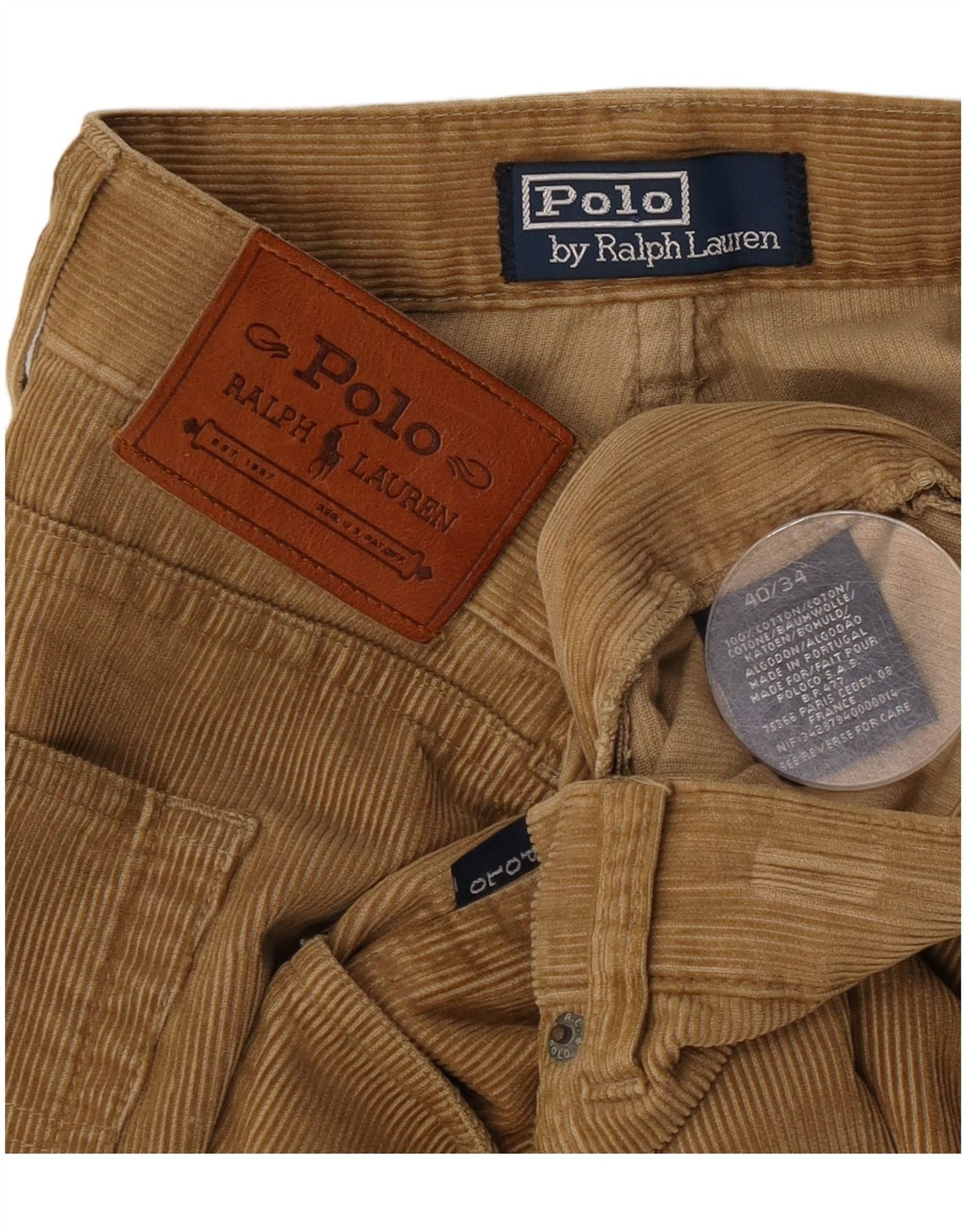 Polo Ralph Lauren Mens Straight Corduroy Trousers W40 L26 Beige Cotton Size US 40 / EU 56 - 3 Thumbnail