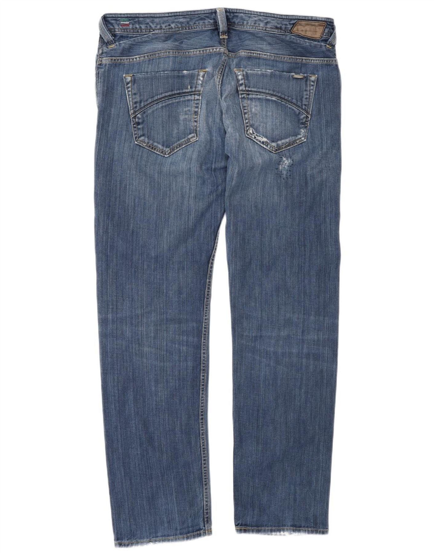 Diesel Mens Slammer Distressed Straight Jeans W36 L34 Blue Cotton Size US 28 / EU 44 - 2 Thumbnail