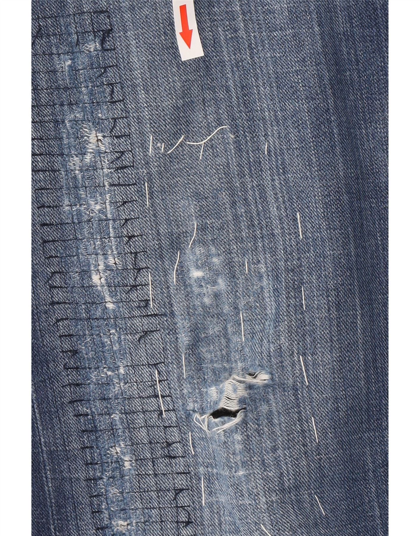 Diesel Mens Slammer Distressed Straight Jeans W36 L34 Blue Cotton Size US 28 / EU 44 - 5 Thumbnail