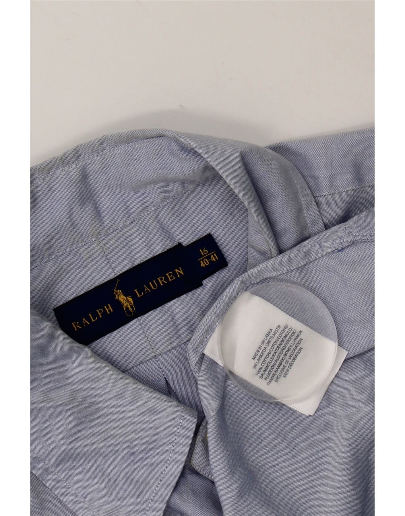 Ralph Lauren Mens Short Sleeve Shirt 40/41 16 Large Blue Cotton Size US L / EU 52-54 / 3 - 6 Thumbnail