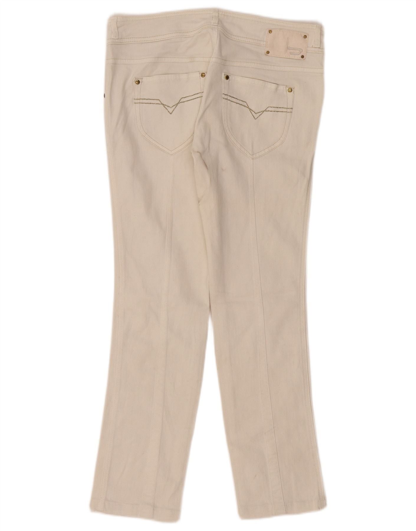 Diesel Womens Rokket Slim Jeans W31 L28 Off White Cotton Size 42" / US 20 - 2 Thumbnail