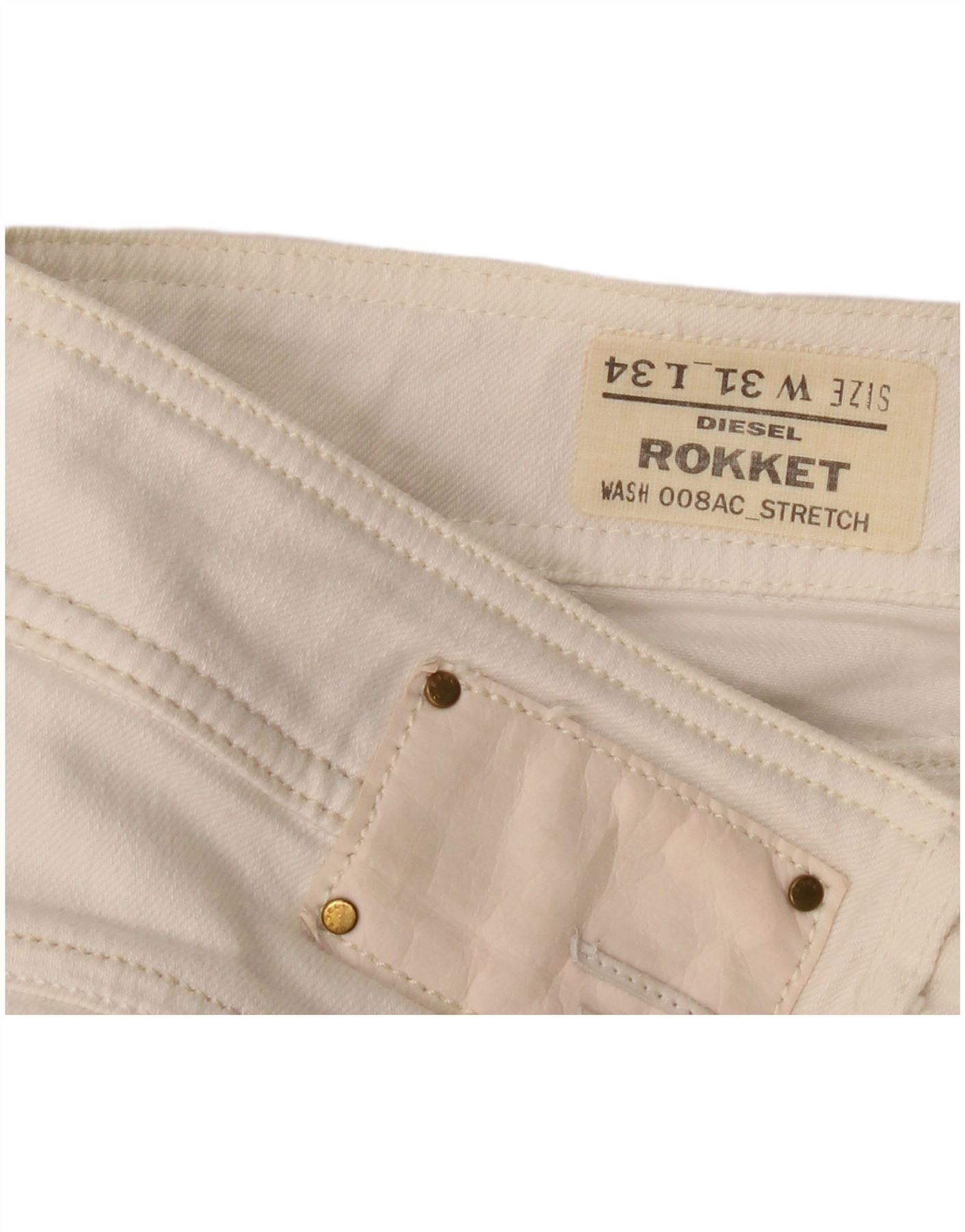 Diesel Womens Rokket Slim Jeans W31 L28 Off White Cotton Size 42" / US 20 - 4 Thumbnail