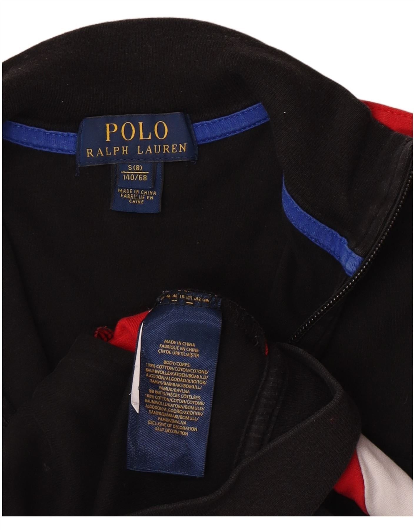Polo Ralph Lauren Boys Tracksuit Top Jacket 7-8 Years Small Black Size S / US 4 / IT 40 - 4 Thumbnail